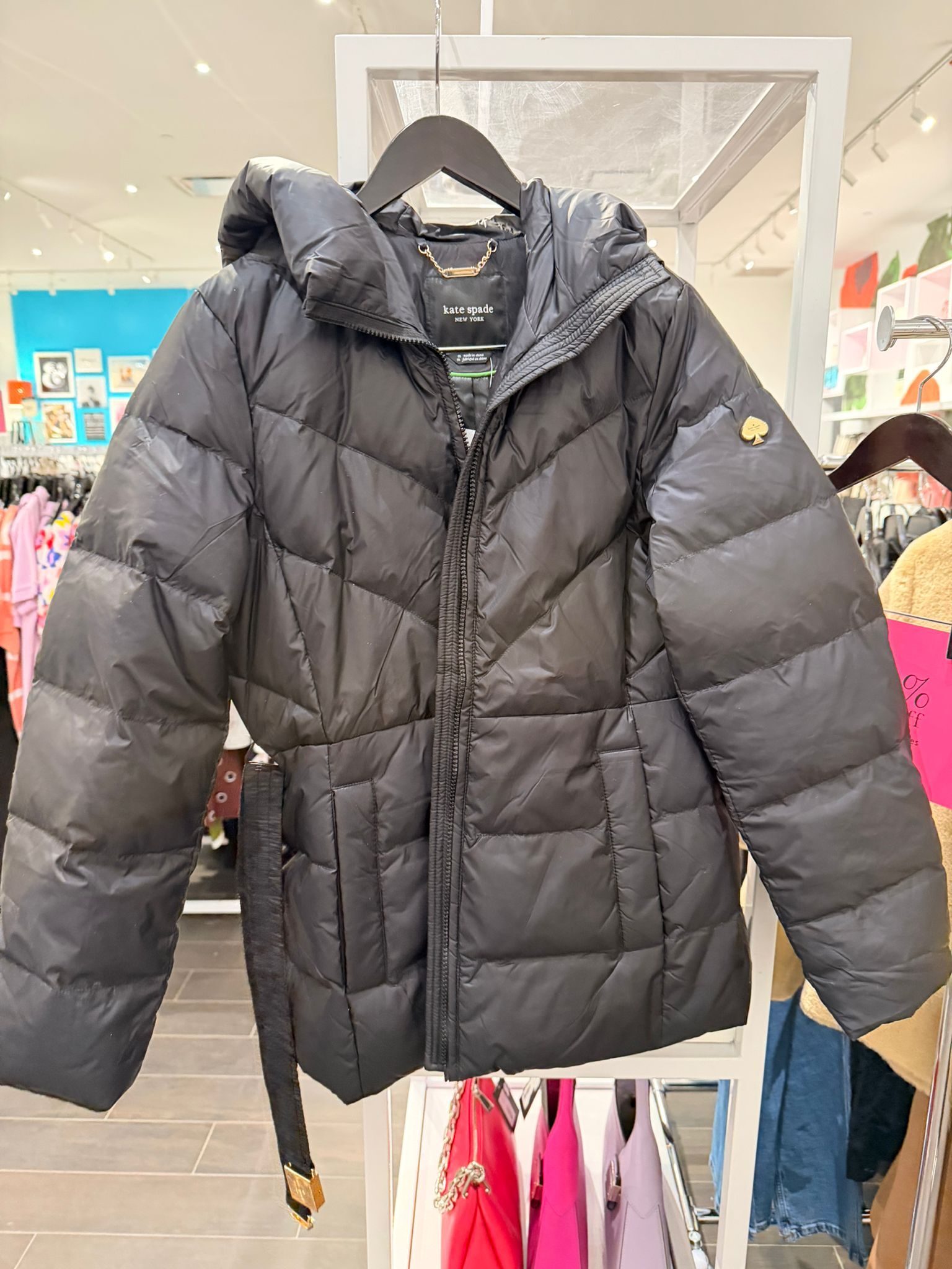 RQ108 KS 黑色修腰鴨絨外套 Cire Short Belted Puffer