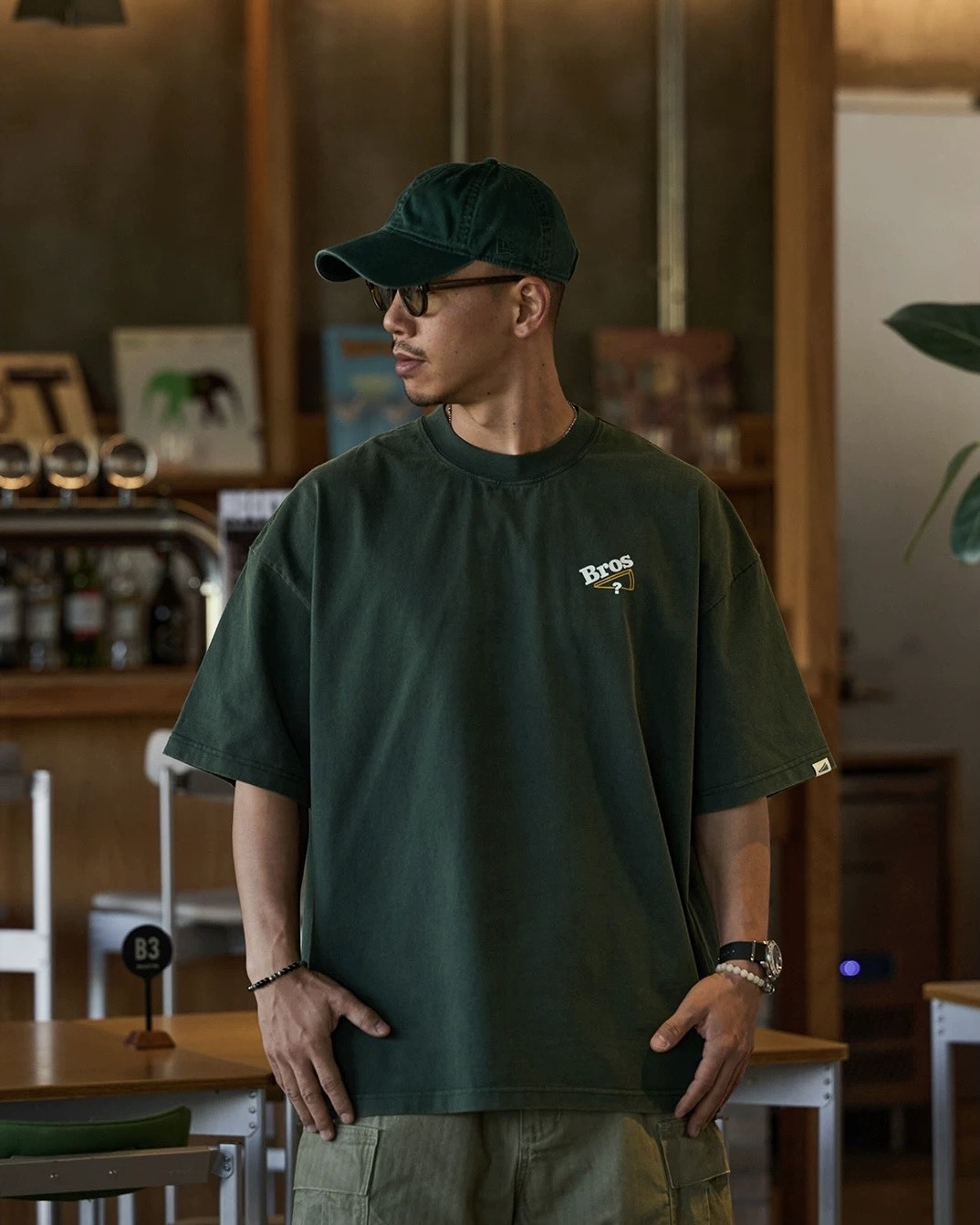 #預購 Broshood 26SS 日系寬鬆 沙洗做舊 水果三角圖案直噴 印花短踢 三色