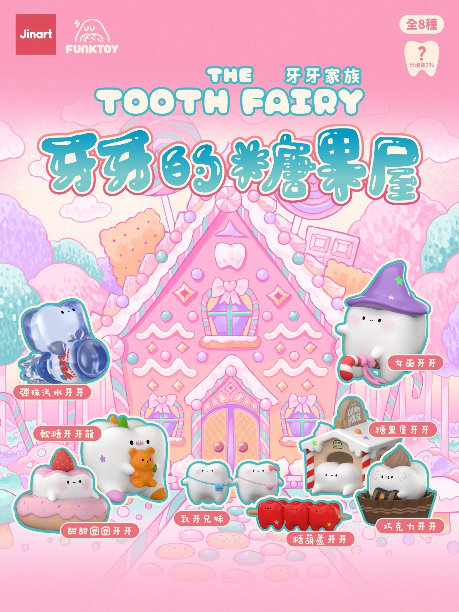 【2026年7月預購/全套販售】JINART x Funktoy - 牙牙家族5 _ 牙牙的糖果屋🍭 (全套8款)