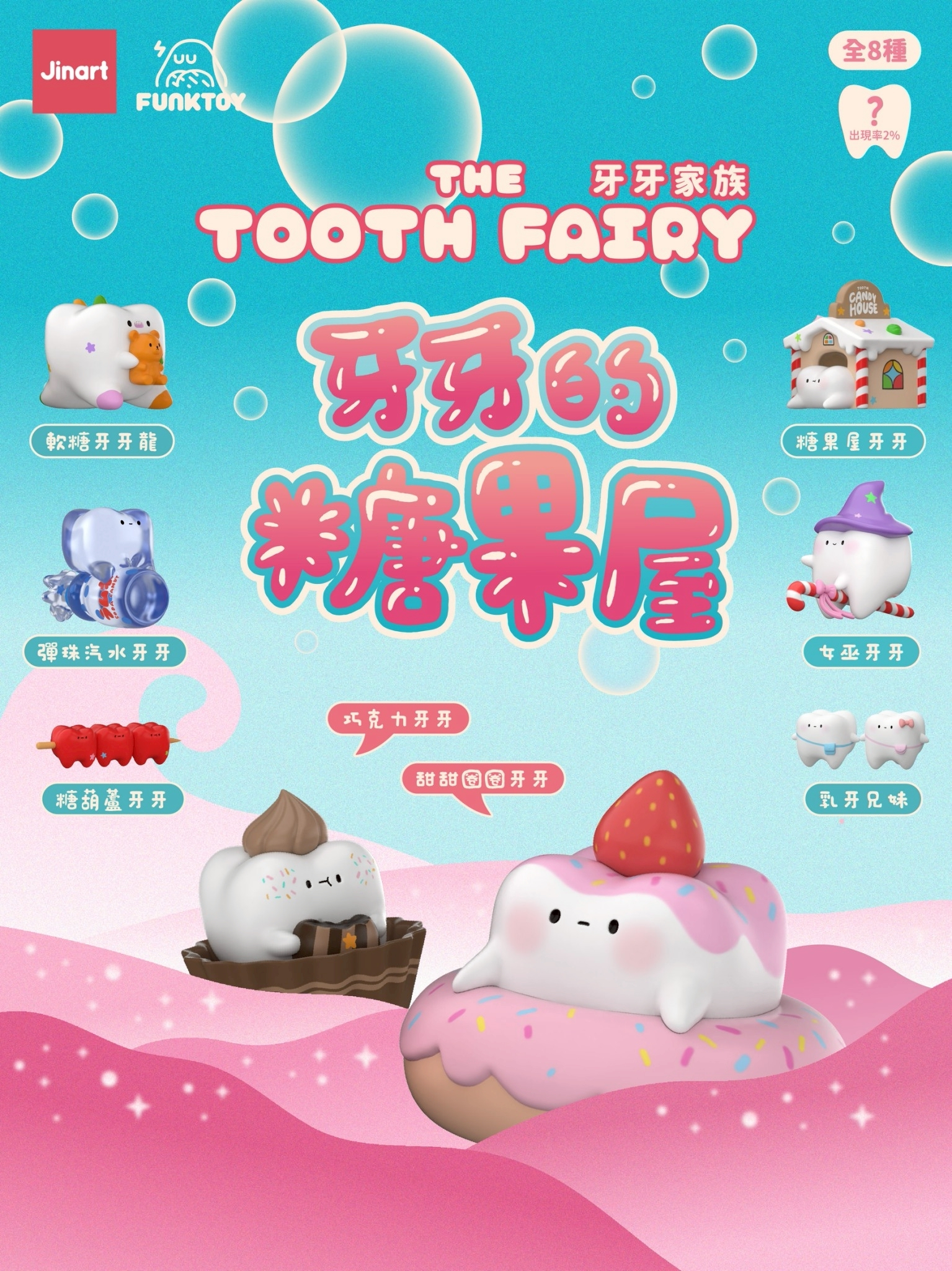 【2026年7月預購/全套販售】JINART x Funktoy - 牙牙家族5 _ 牙牙的糖果屋🍭 (全套8款)