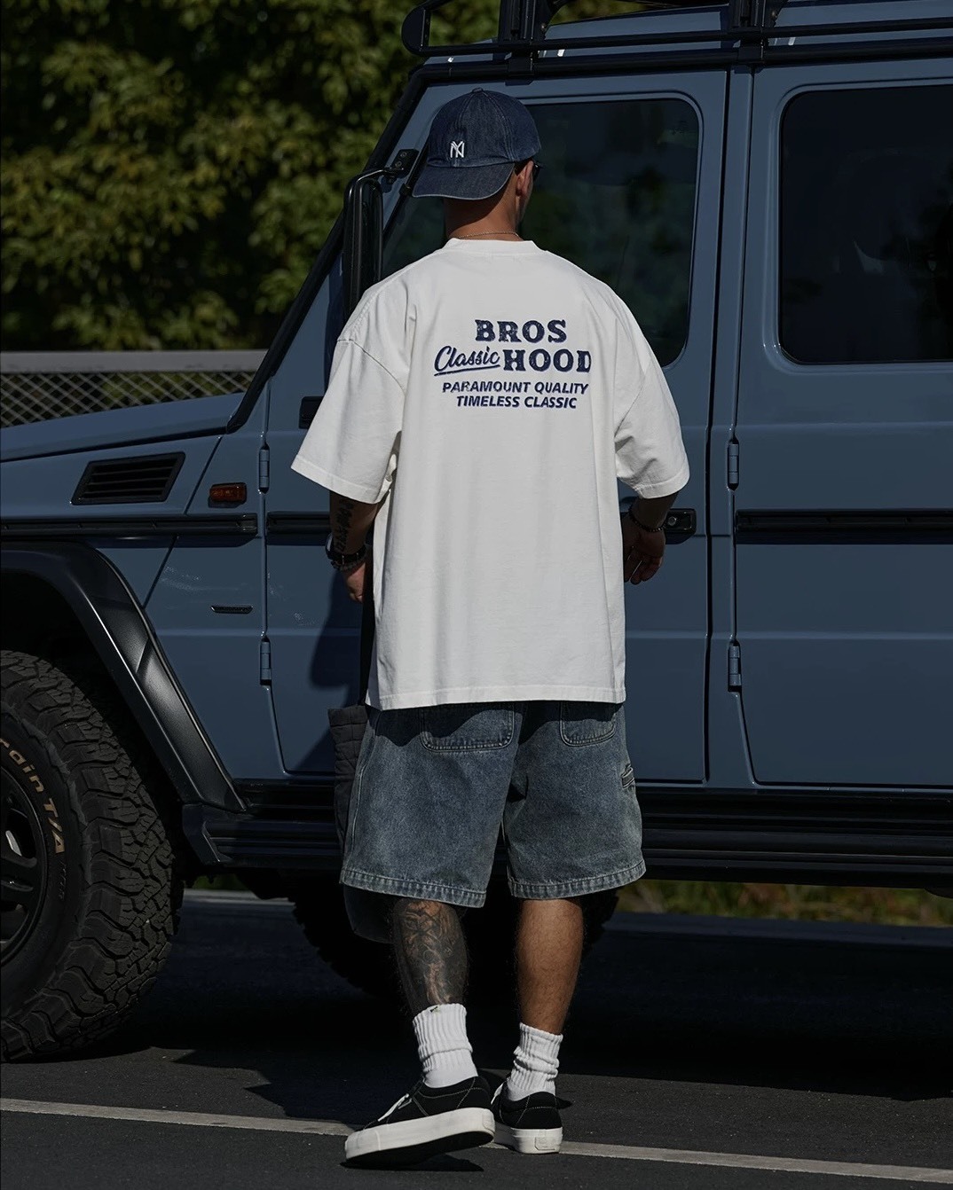 #預購 Broshood 26SS 日系寬鬆 復古沙洗做舊 經典裂紋字體 印花短踢 四色