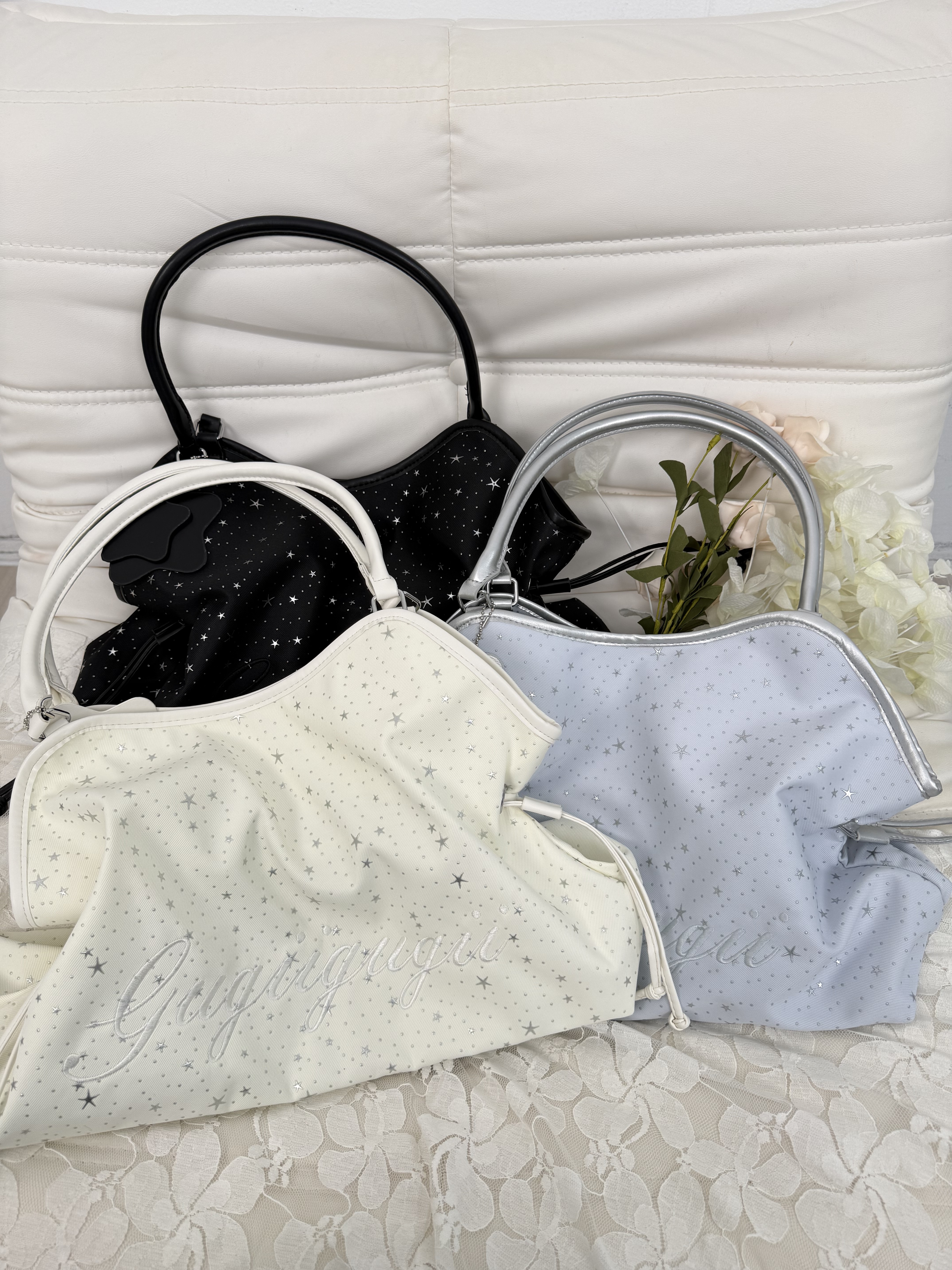 B57超大容量星星皺摺手提包