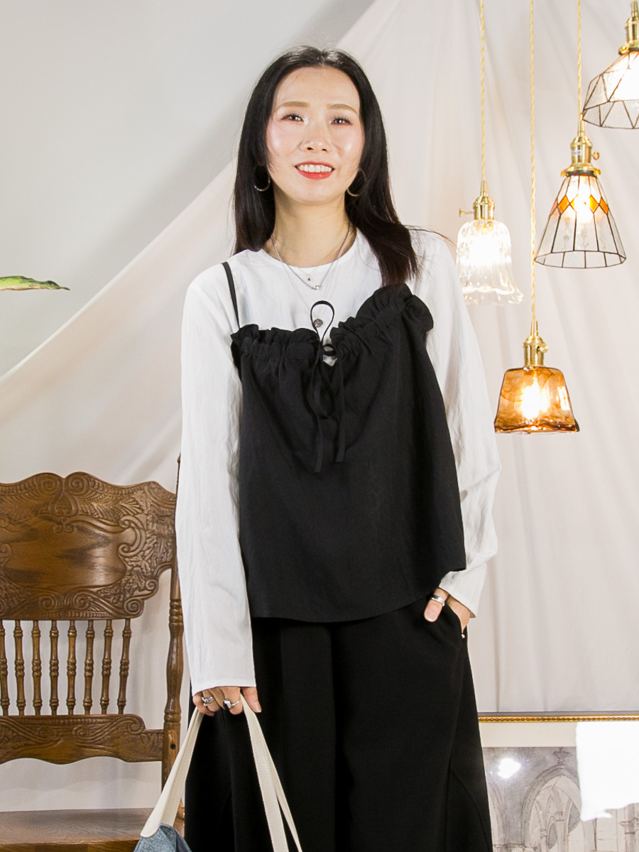 滑滑麻棉料TOP ＋ 領位橡根．滑滑麻棉料 吊帶背心 (SET)