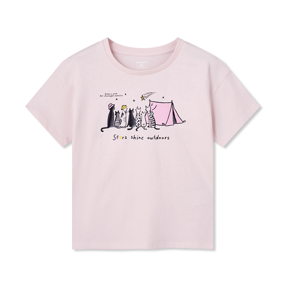 女童印花圖案短袖T恤