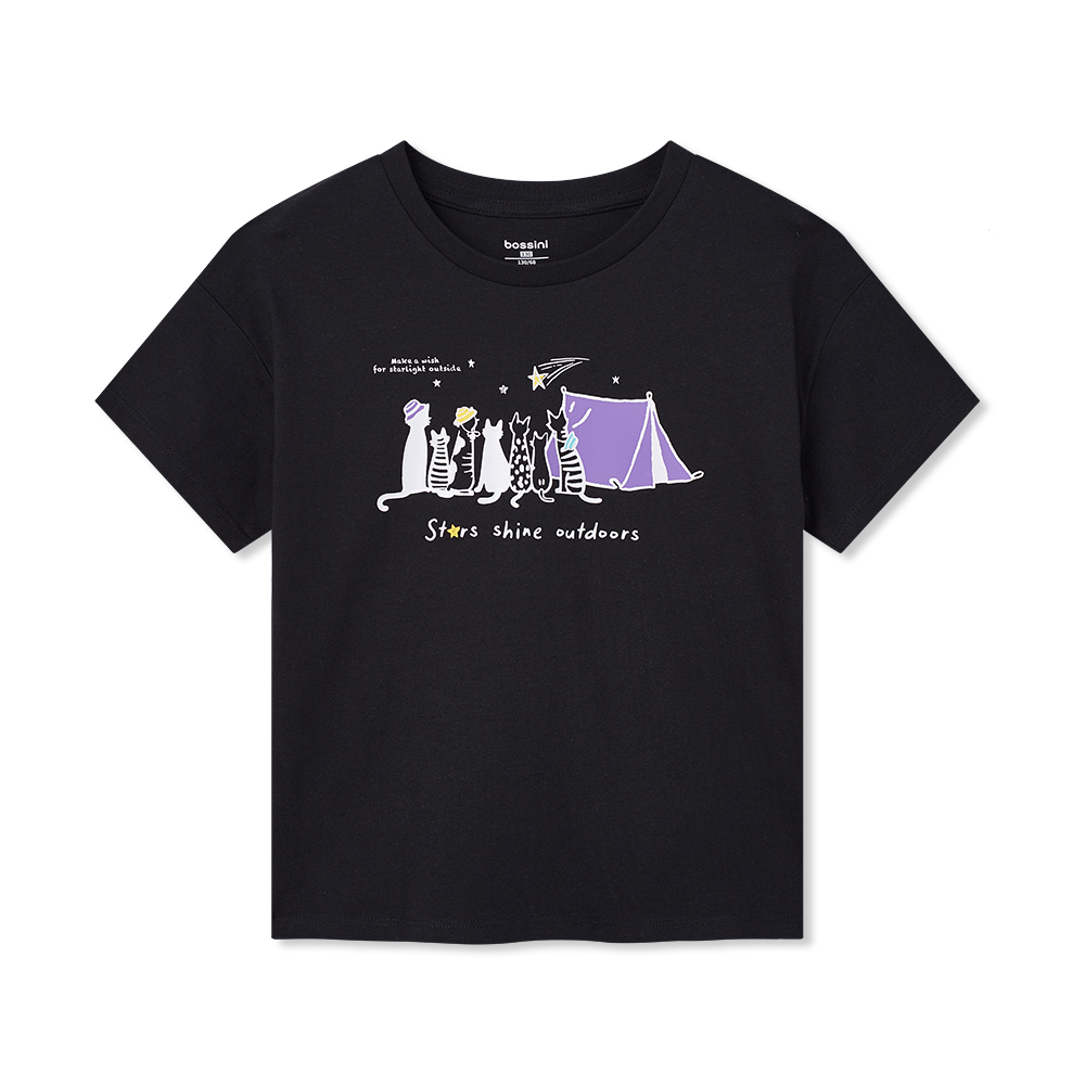 女童印花圖案短袖T恤