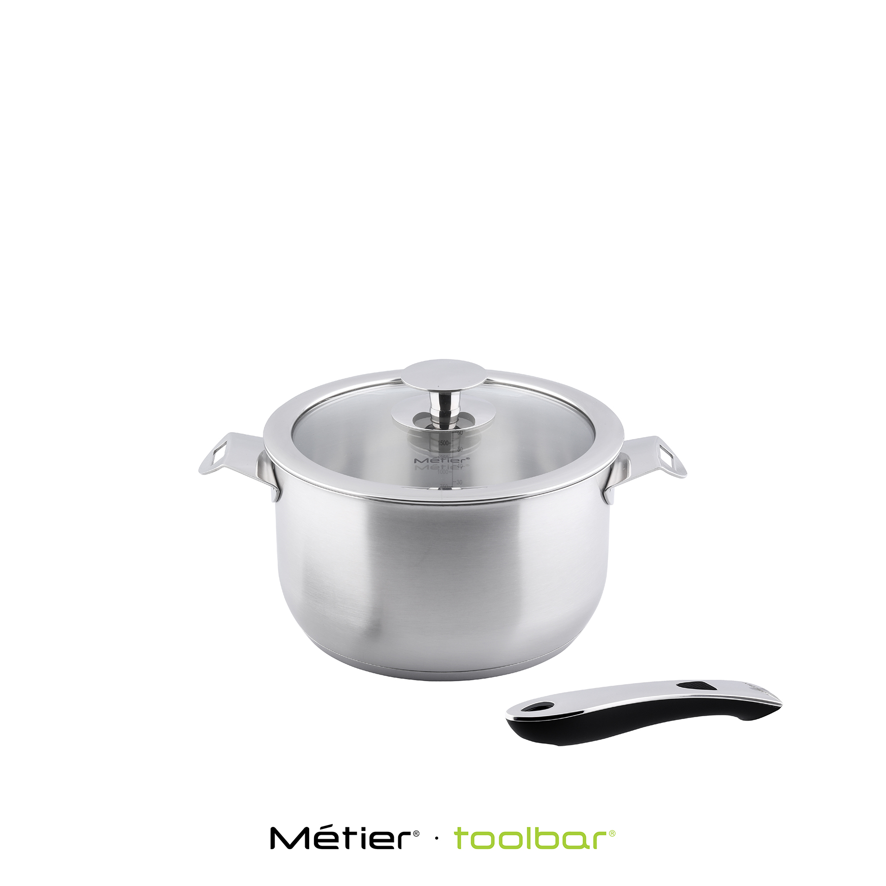 WV003 美思 18cm易廚樂三層鋼雙耳鍋連蓋連可拆式手柄