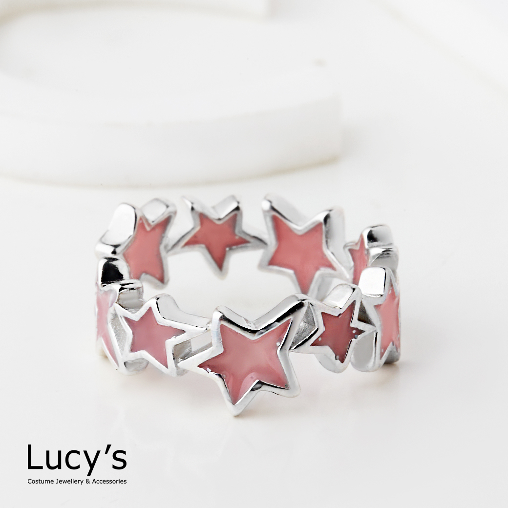925純銀 粉嫩星星 開口戒 (125476)