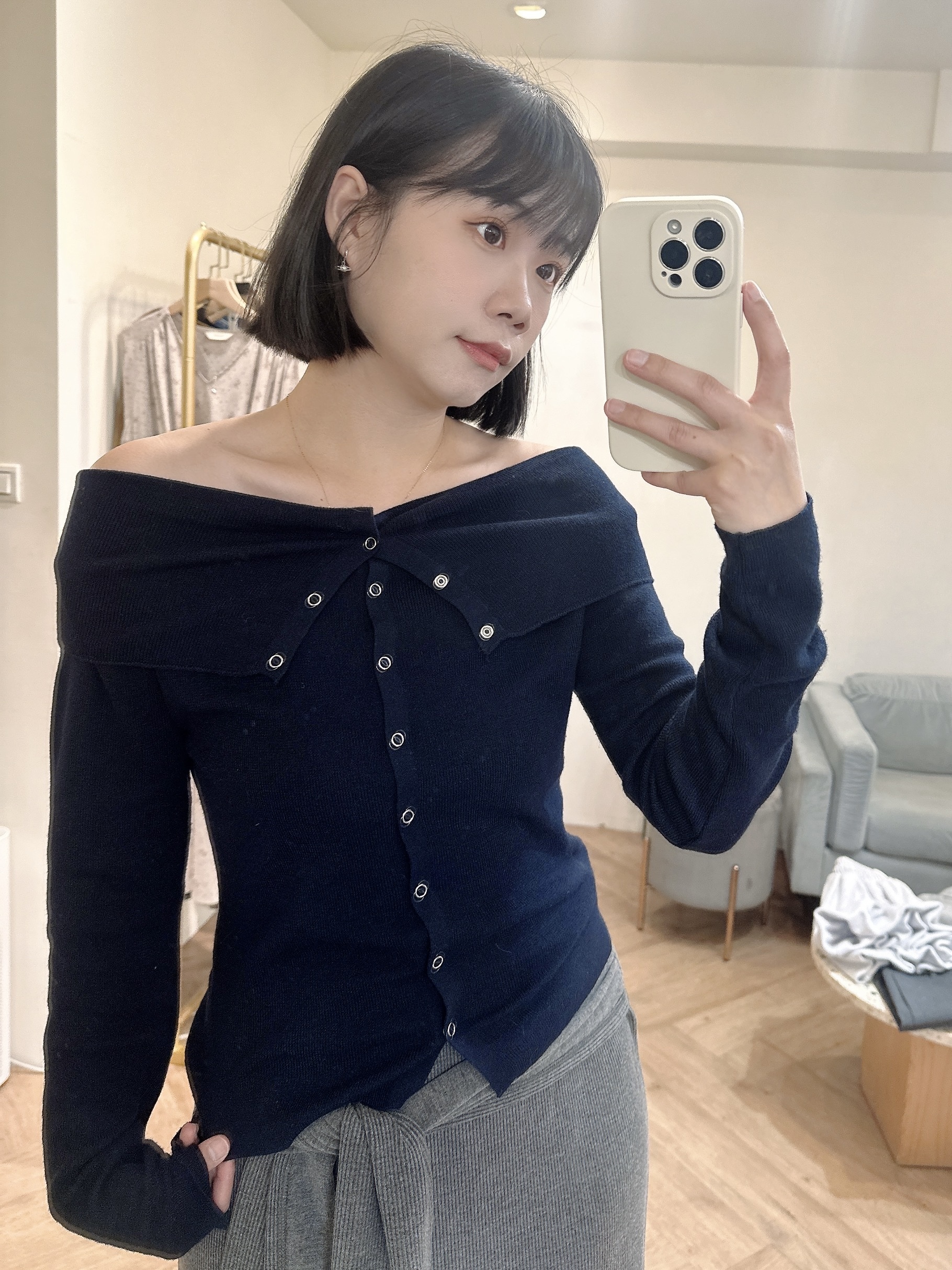 棉質排釦造型上衣