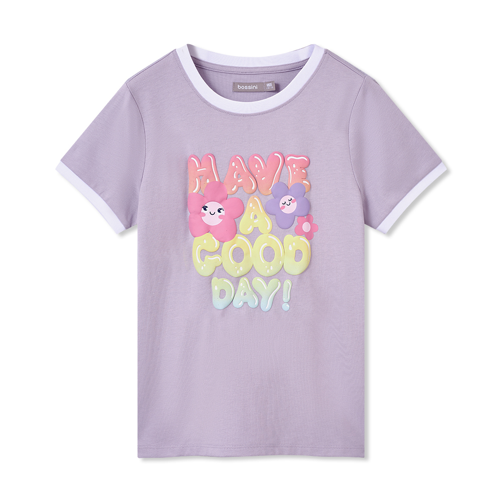 女童印花圖案短袖T恤