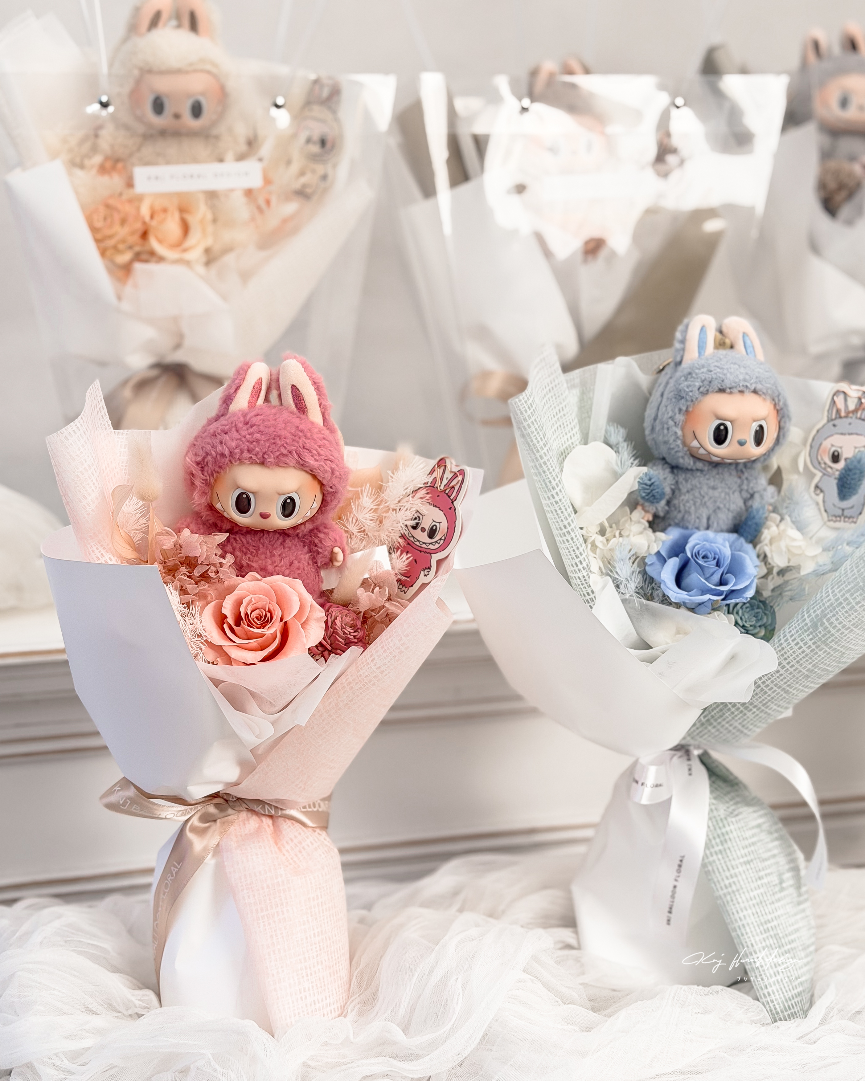 LABUBU 馬卡龍永生花束・附提袋
