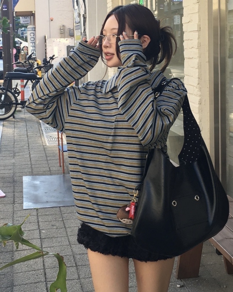 <明星同款>Leterie Buckle Reversible 內裡 黑色 波點 雙面 單肩包 五色