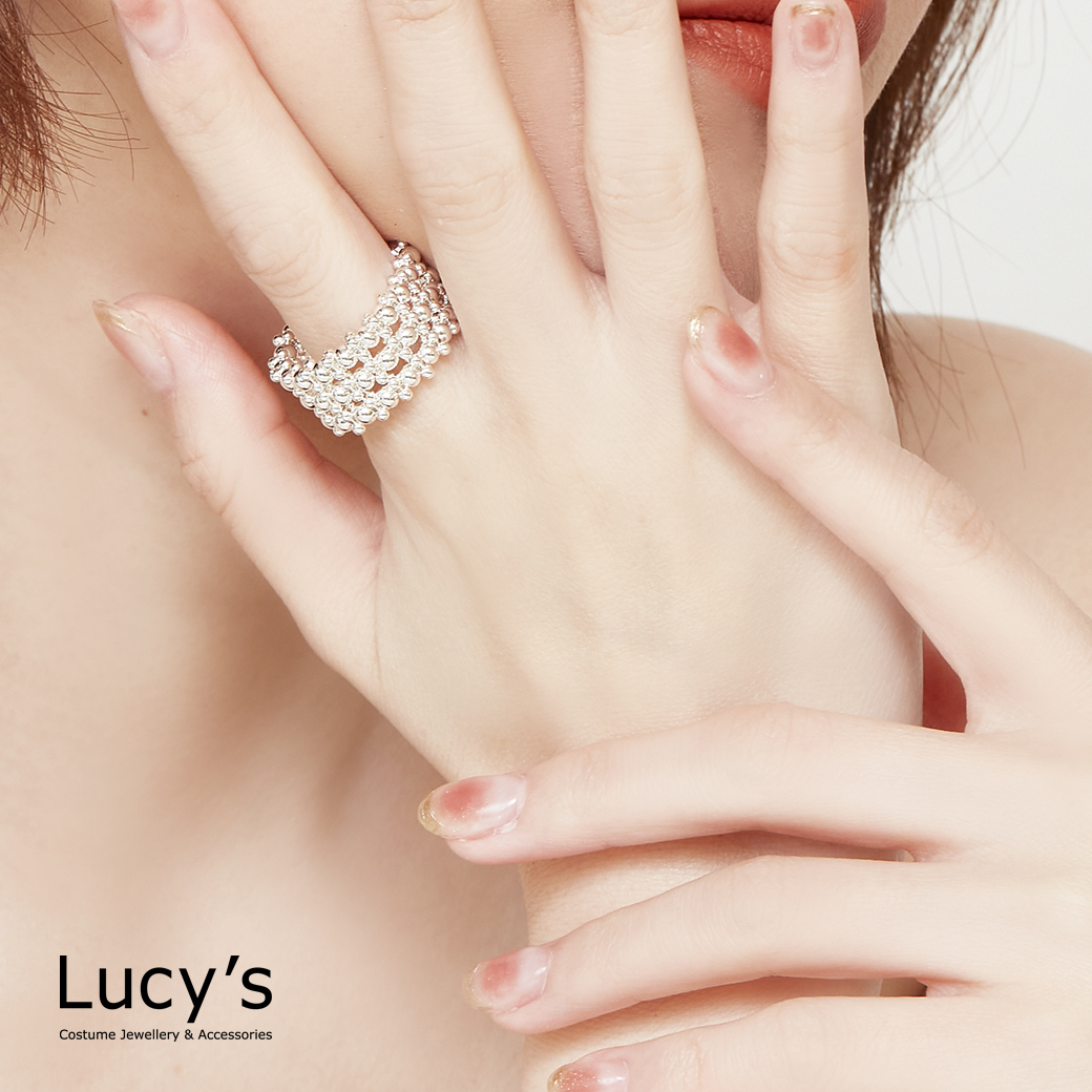 三層圓珠 開口戒 (125713)