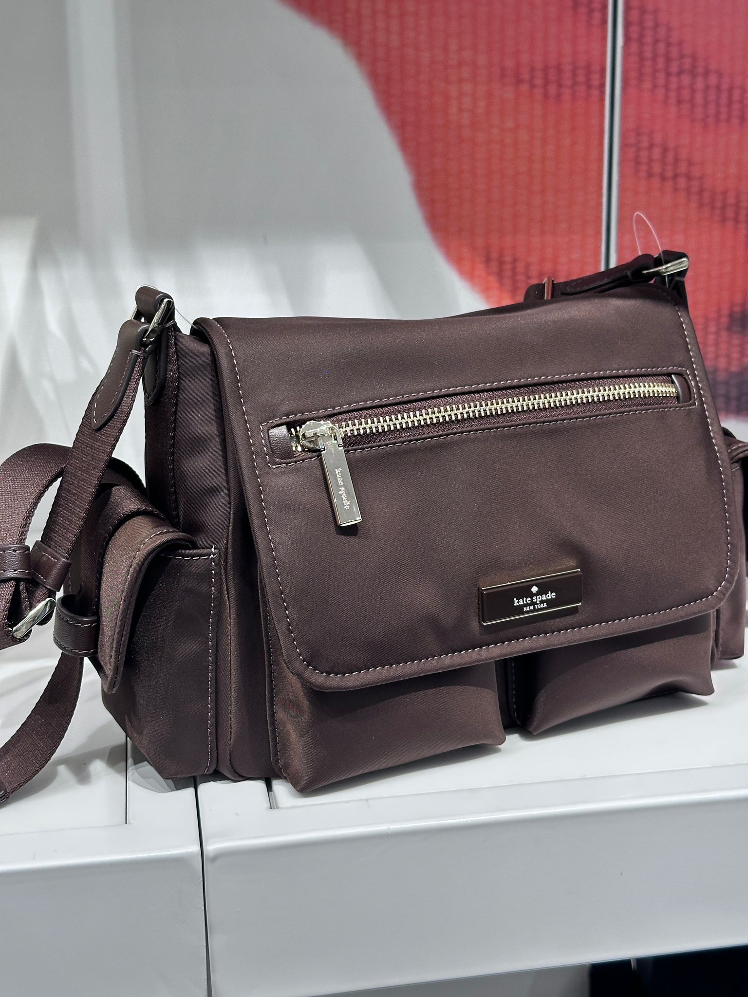 RQ128 KS 深啡色尼龍多功能斜背包 Carter Nylon Messenger Cargo Crossbody Bag