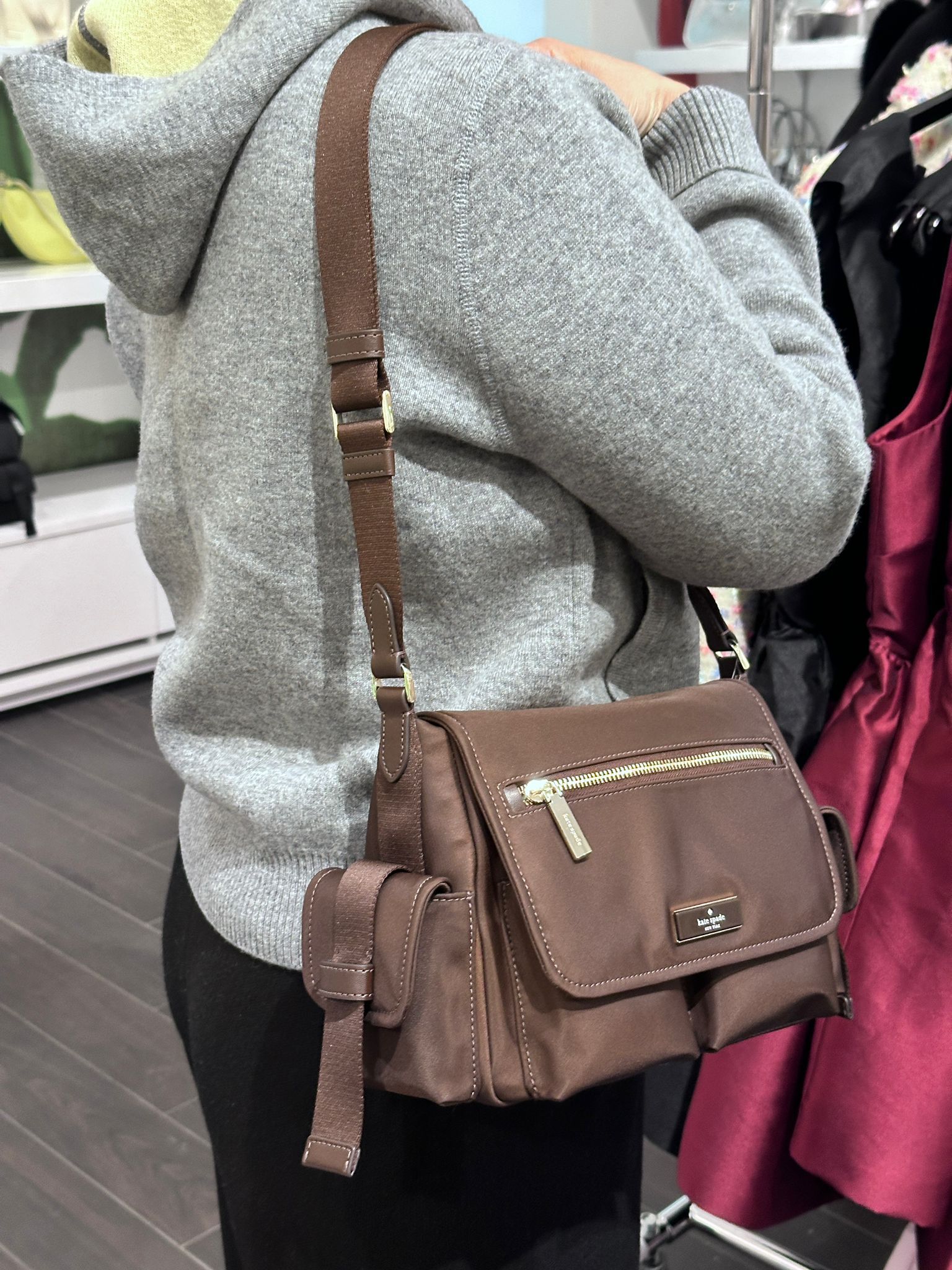 RQ128 KS 深啡色尼龍多功能斜背包 Carter Nylon Messenger Cargo Crossbody Bag