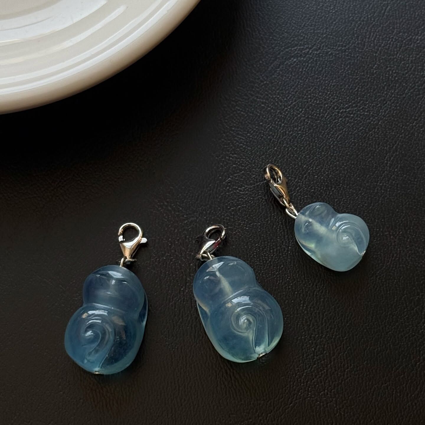 [原石] 海藍寶 趴睡小貓 925銀項鏈吊墜