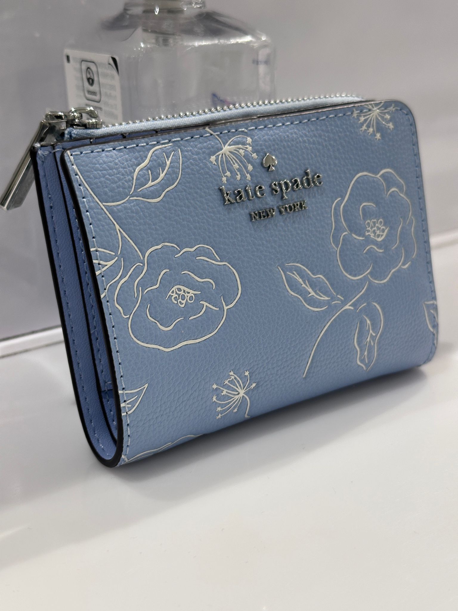 RQ141 KS 白色花花藍色拉鏈短銀包 Small Zip Wallet