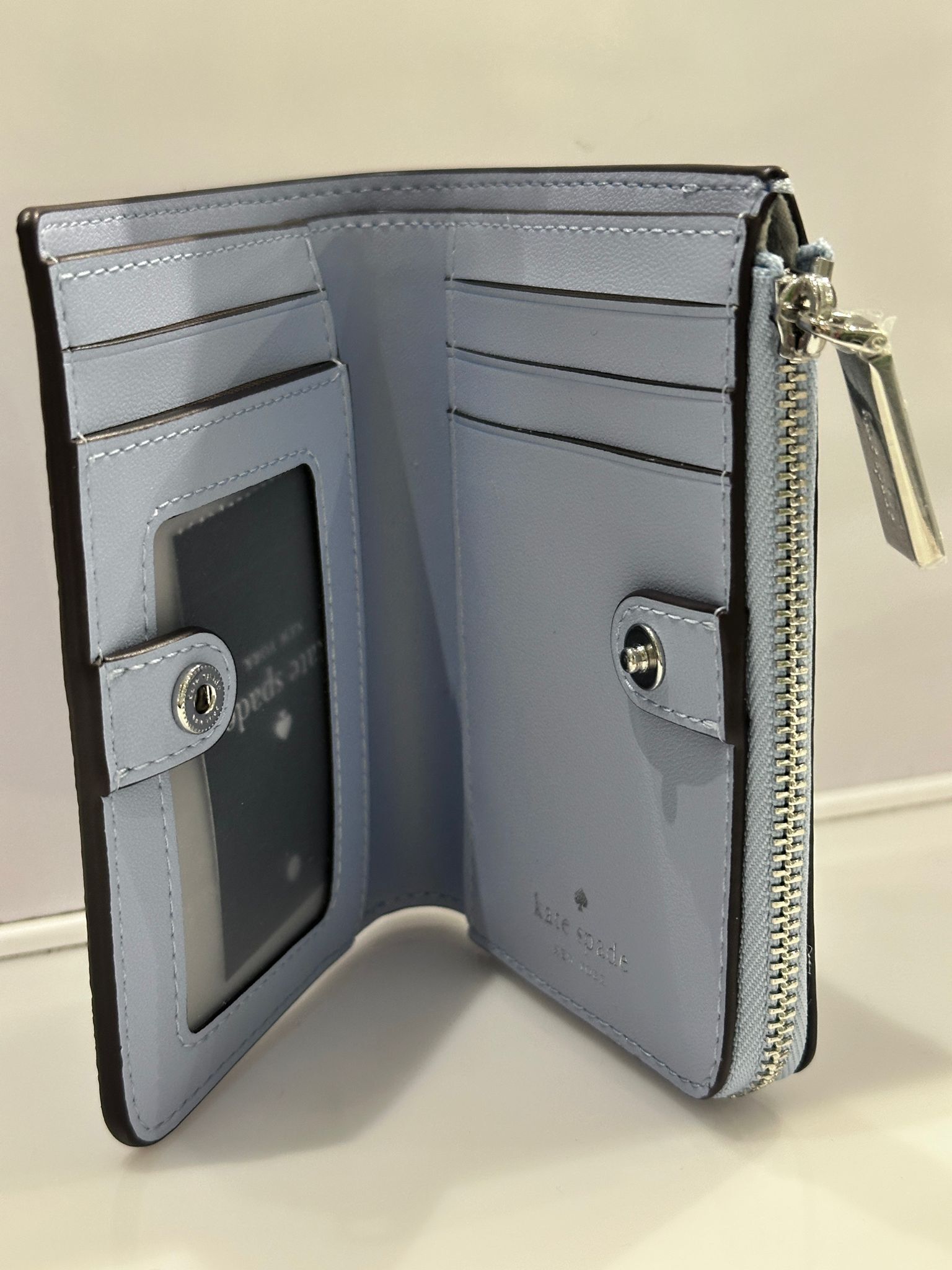 RQ141 KS 白色花花藍色拉鏈短銀包 Small Zip Wallet