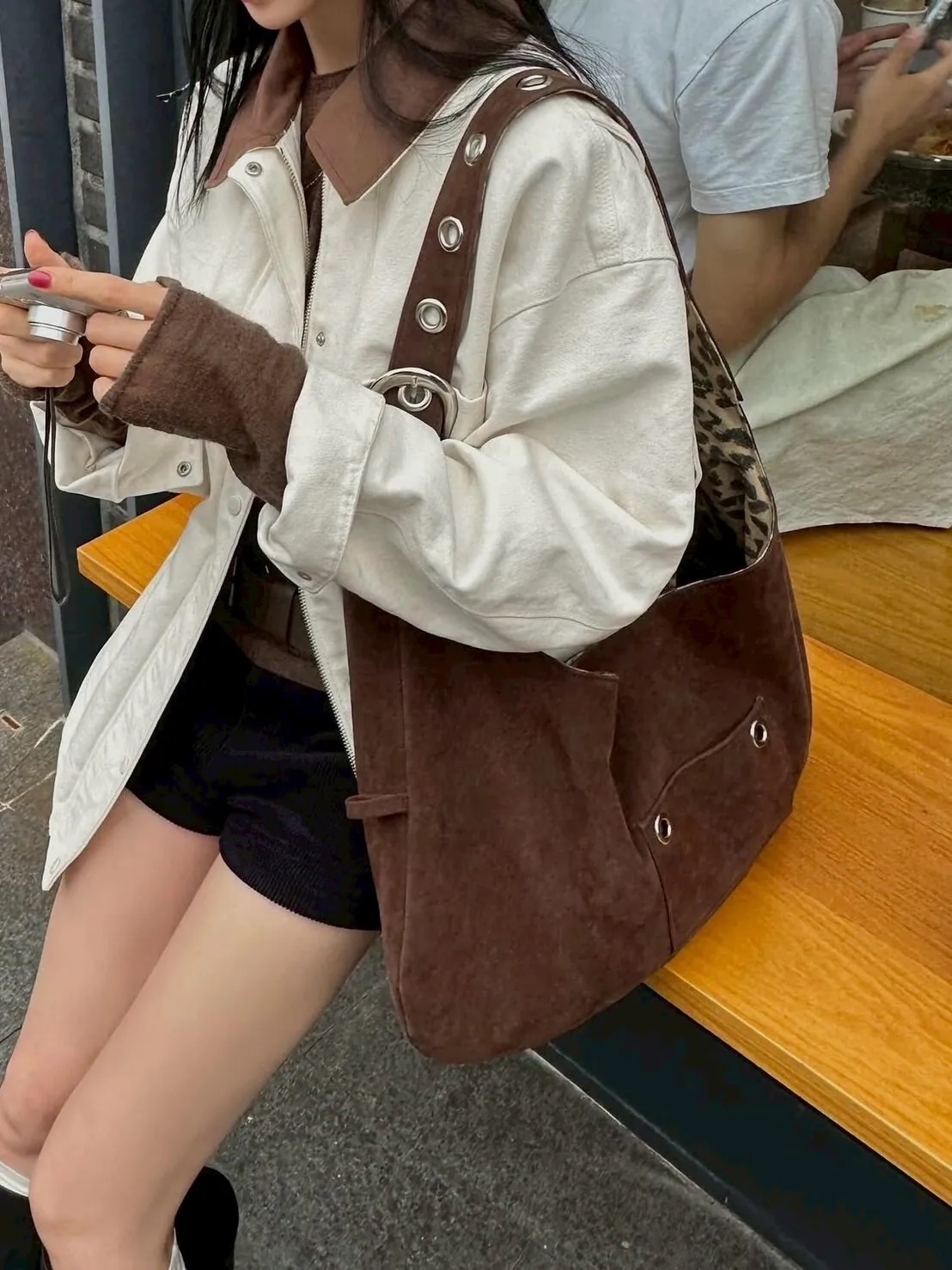 Leterie Leopard Brown 內裡 咖豹紋 麂皮 雙面 單肩包 三色