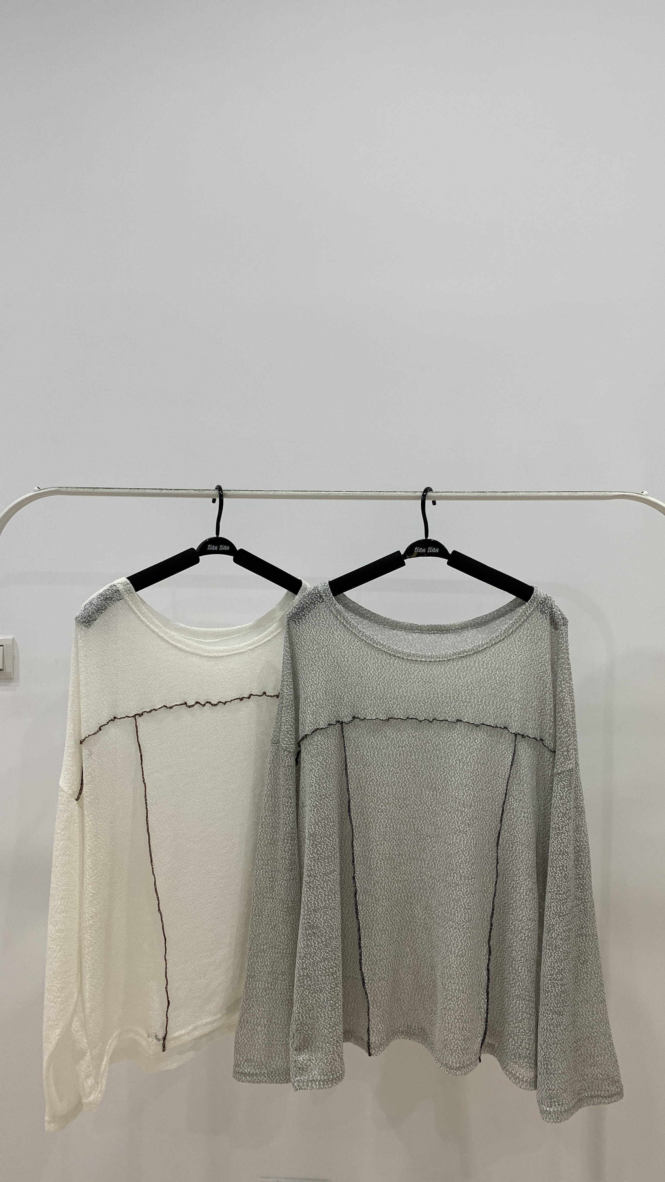 大大件的可愛立體烤克邊麻織針織上衣 _W0182