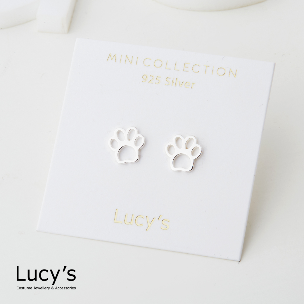 *925純銀〔輕銀系列〕狗腳印 耳環 (126519)