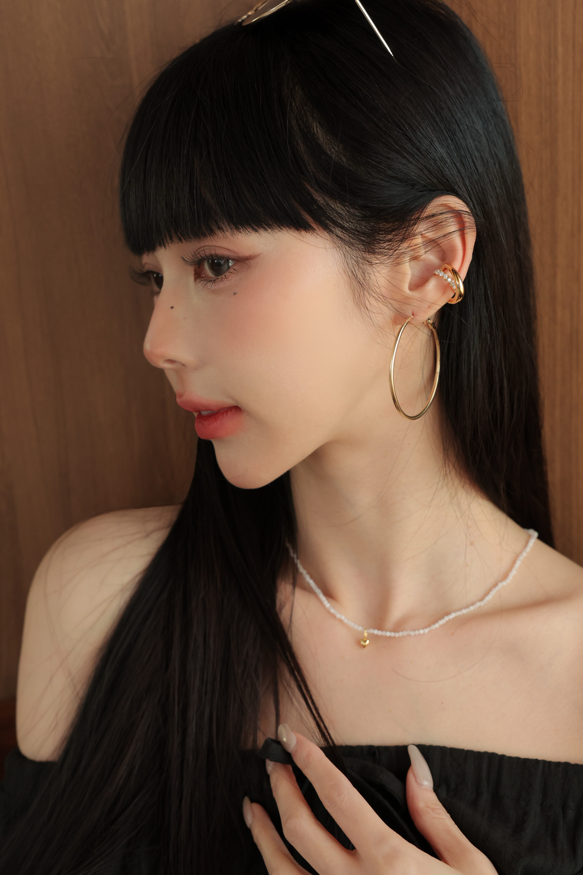 交錯鋯石耳釦 HA89