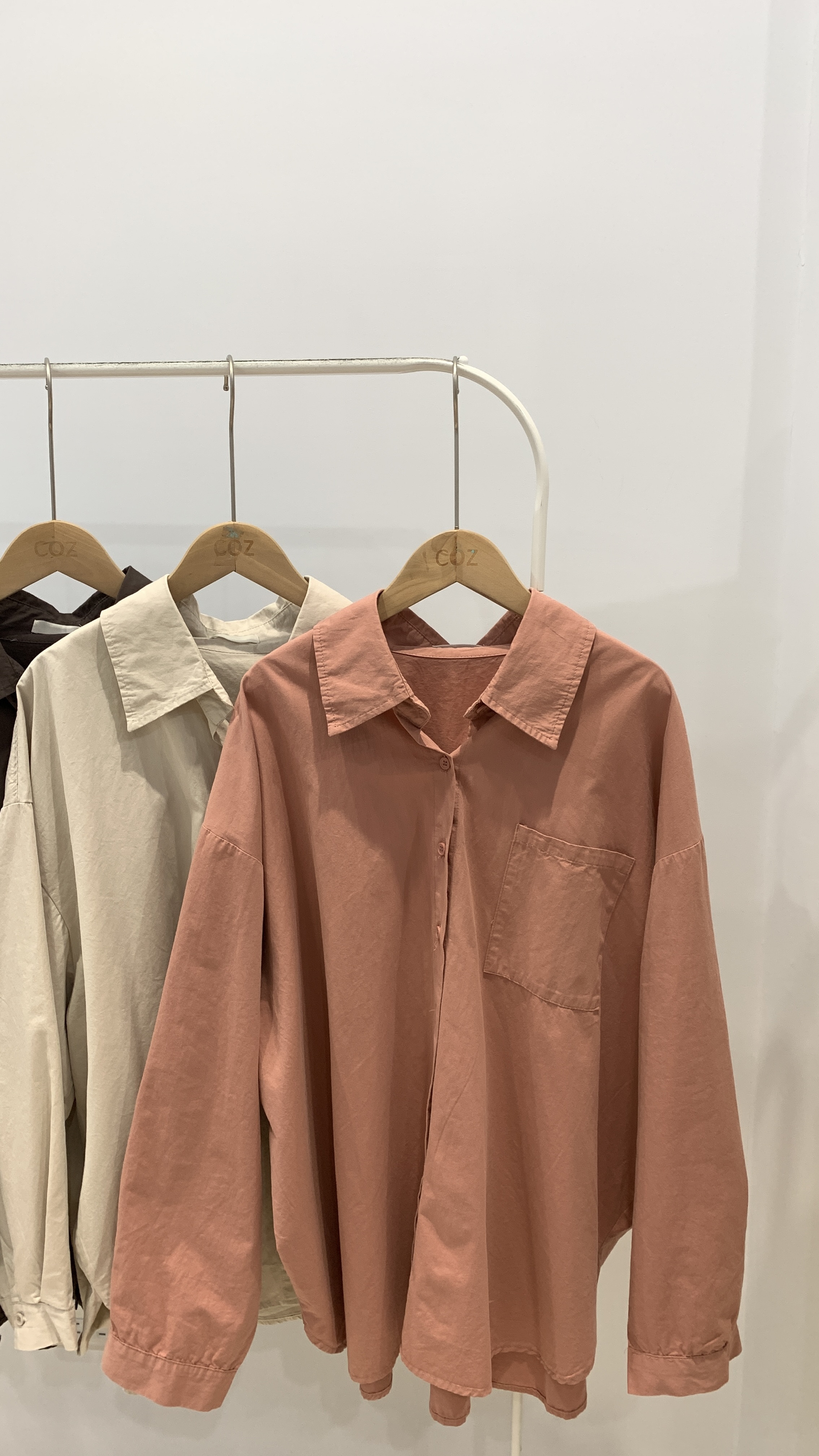 顏色漂亮的軟布口袋水洗襯衫 _2588-1