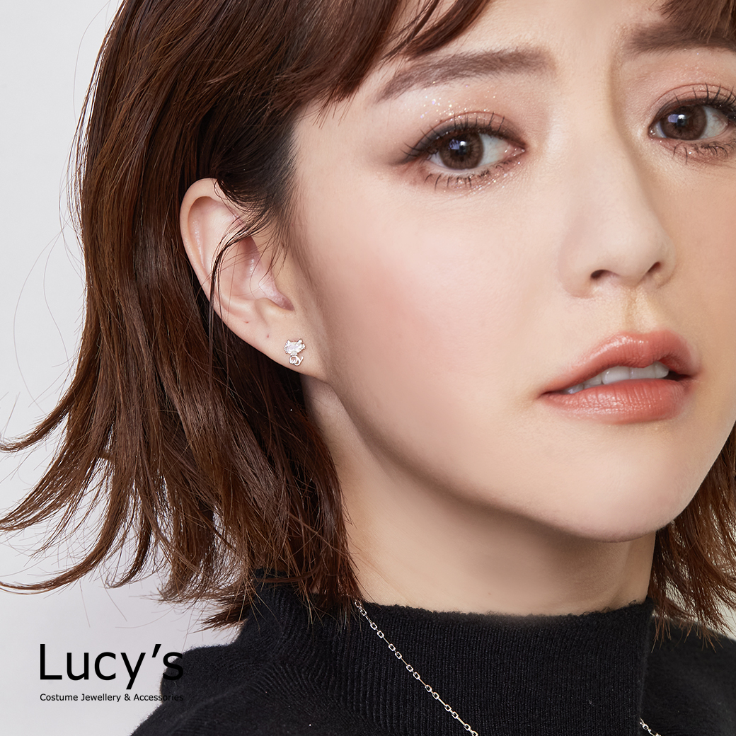 *925純銀〔輕銀系列〕星鑽貓 耳環 (126716)