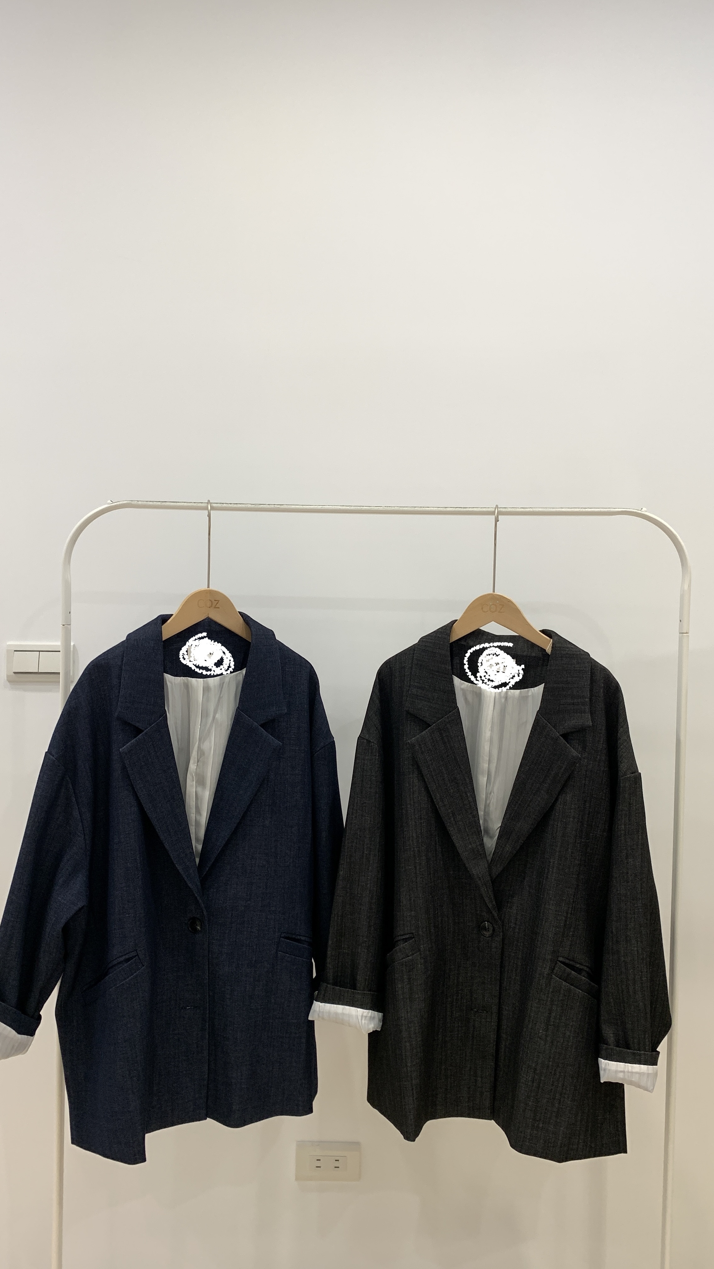 ( 本期必買 ) 難得一見的高質感牛仔落肩西裝外套 _W0216