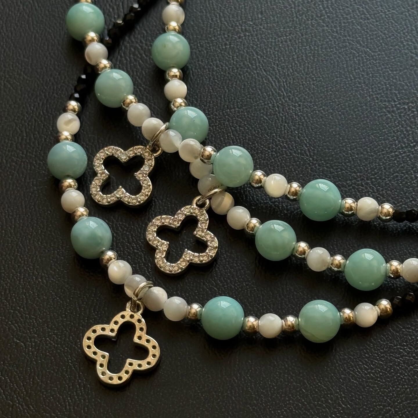 [原石] 天河石+白母貝 鎖骨鏈 水晶項鏈