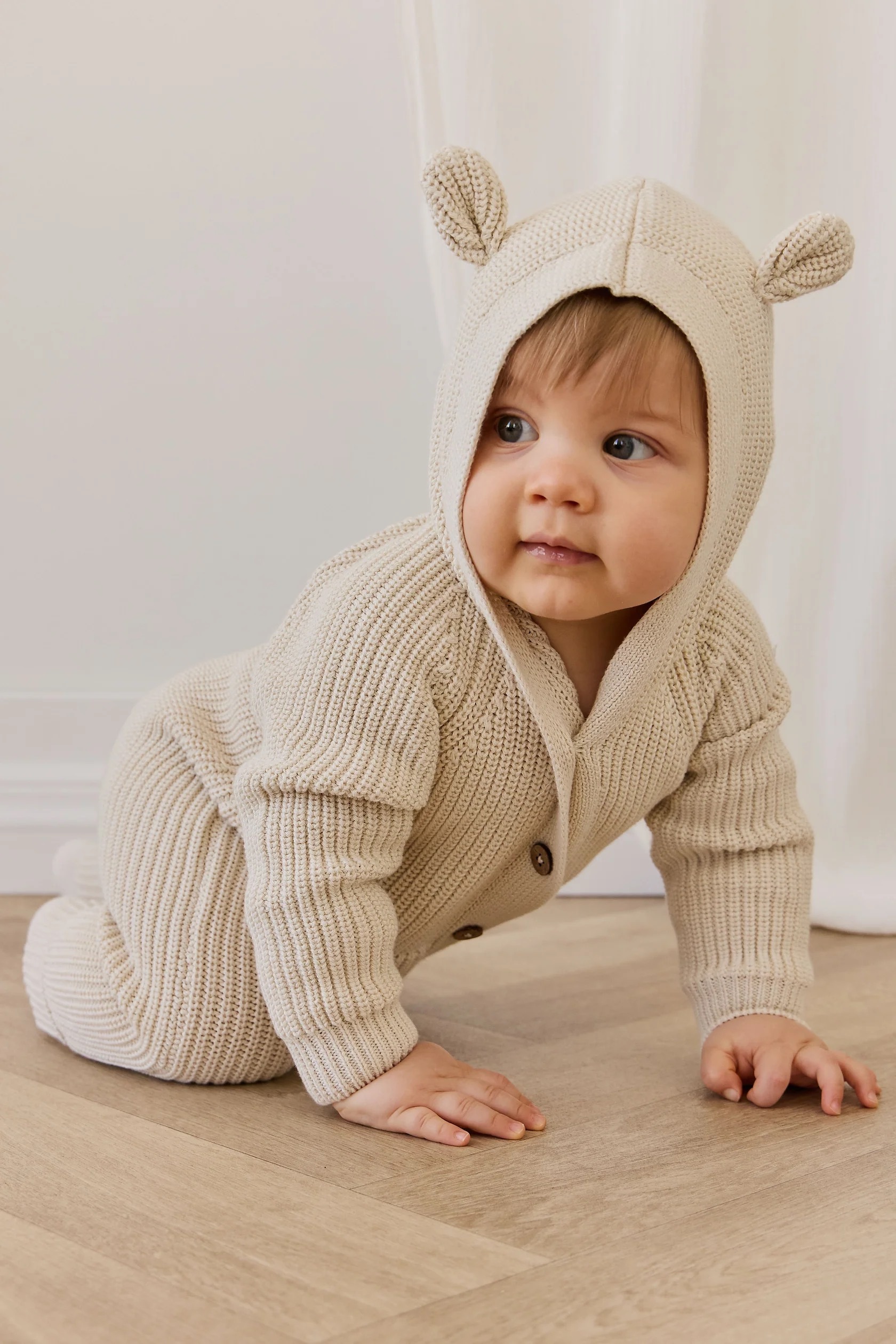 【預購】JAMIE KAY -Bear Knit Onepiece（Vanilla）