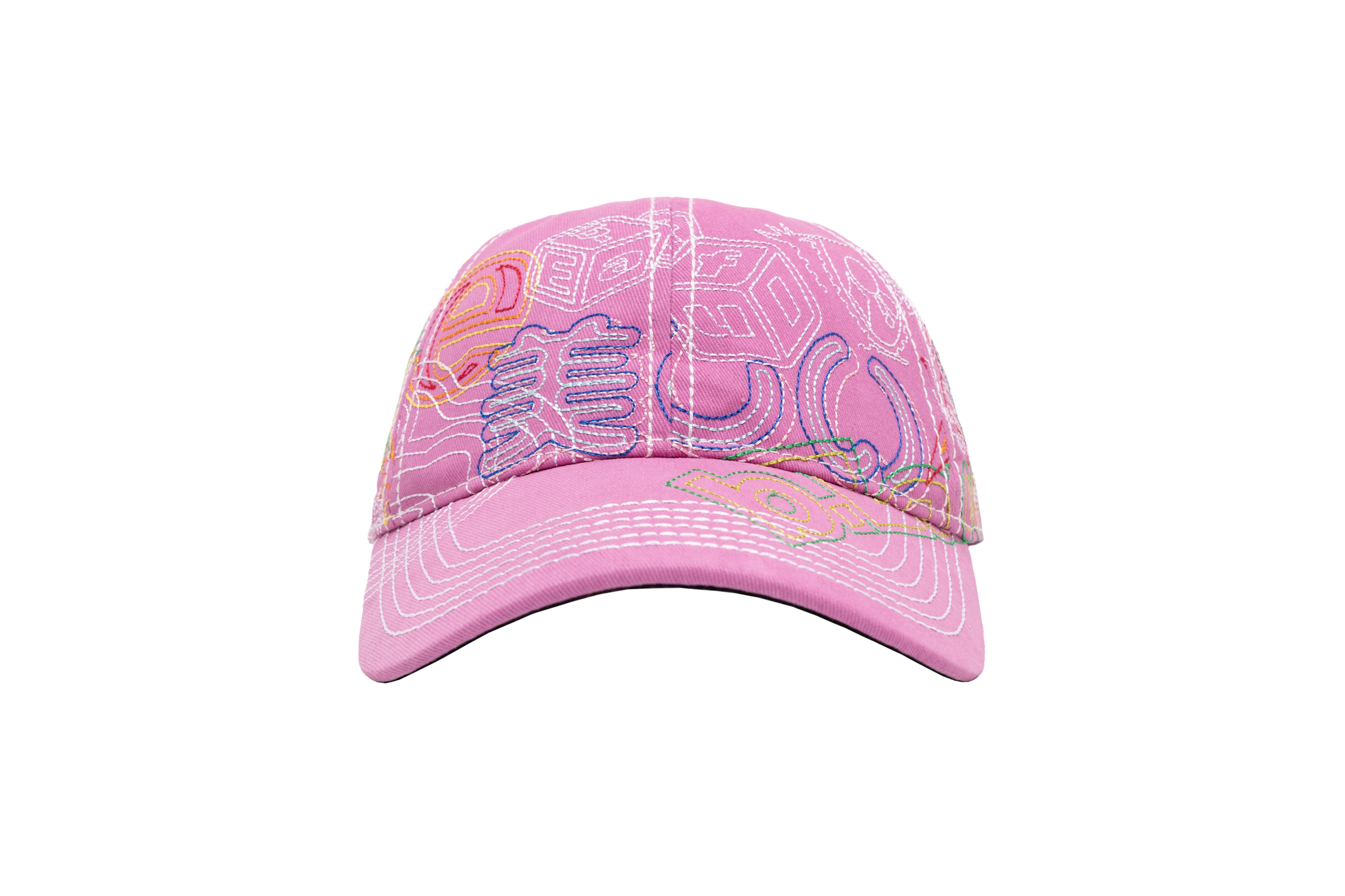 b.Eautiful "Stitch Mania 6 Panel Hat" (Off-Pink / Multi)