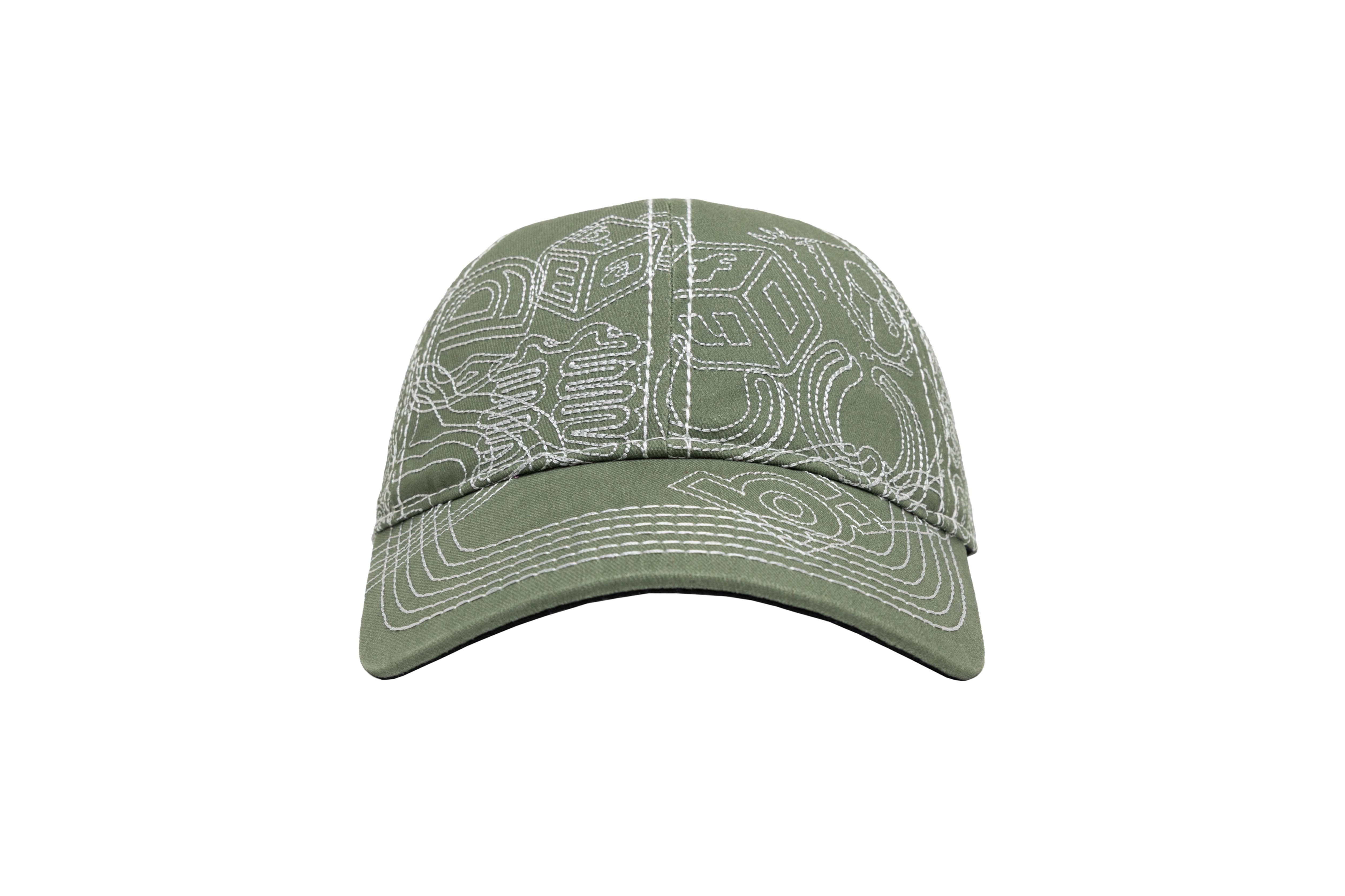 b.Eautiful "Stitch Mania 6 Panel Hat" (Off-Moss / Silver)