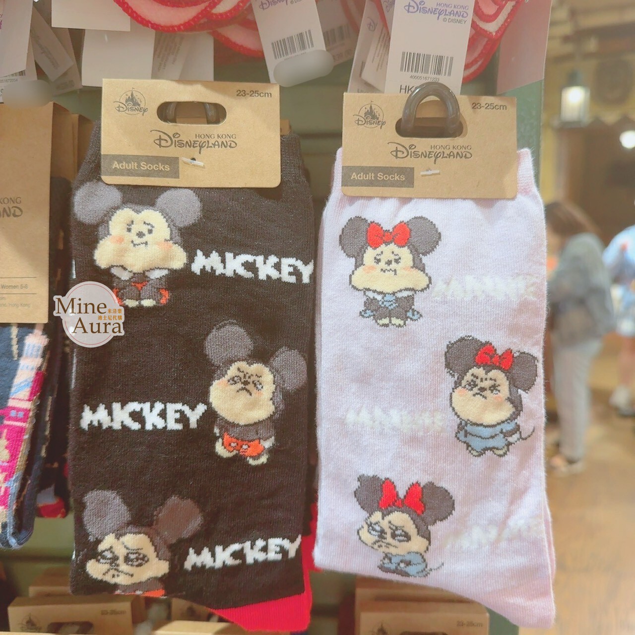Q版 哭哭臉 米奇 Mickey 米妮 Minnie 圖案 成人襪 襪子 -香港迪士尼樂園
