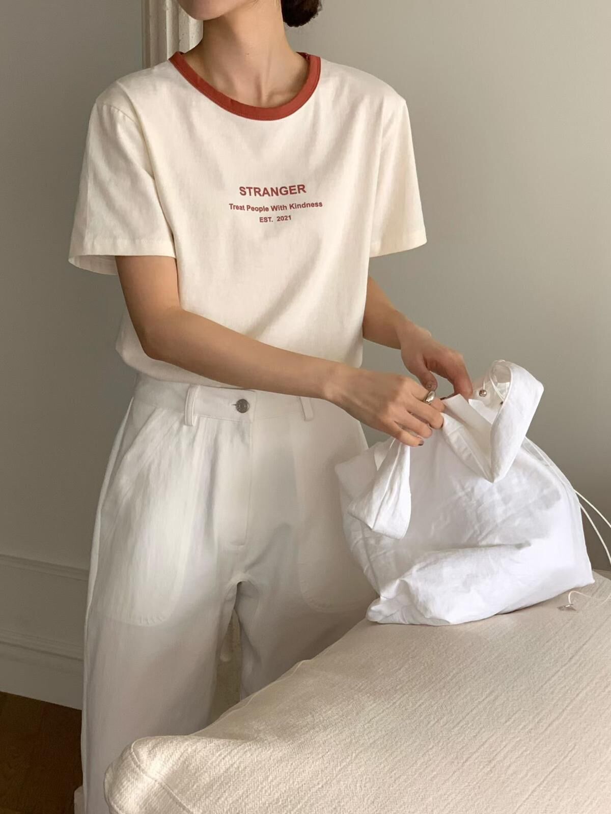 Striped colour block tee