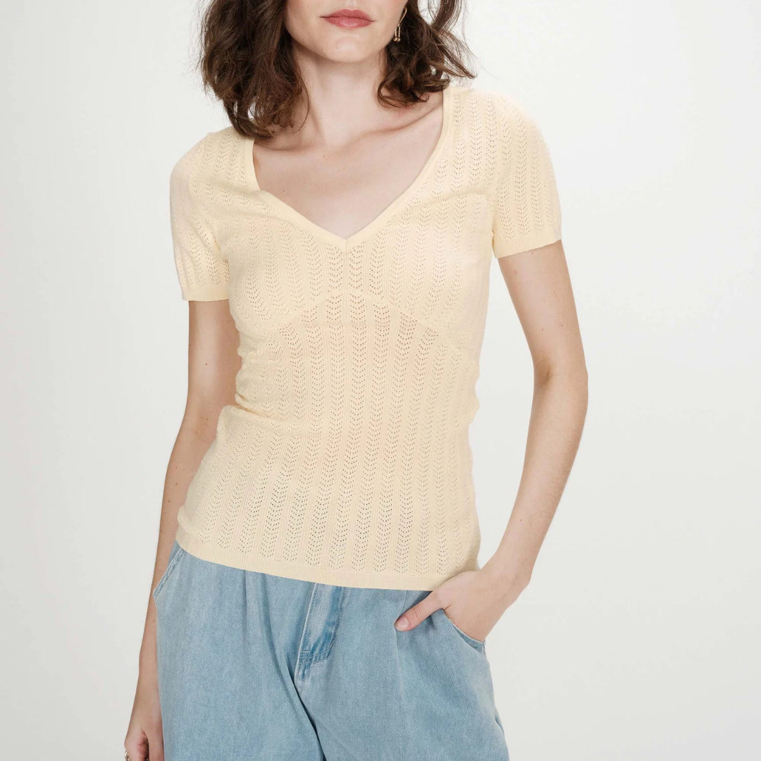 1GM0329-058 [GRACE & MILA] Fitted Ruched Sweater Pivoine Velyor Peony #SS2617125 (C-EU-E)