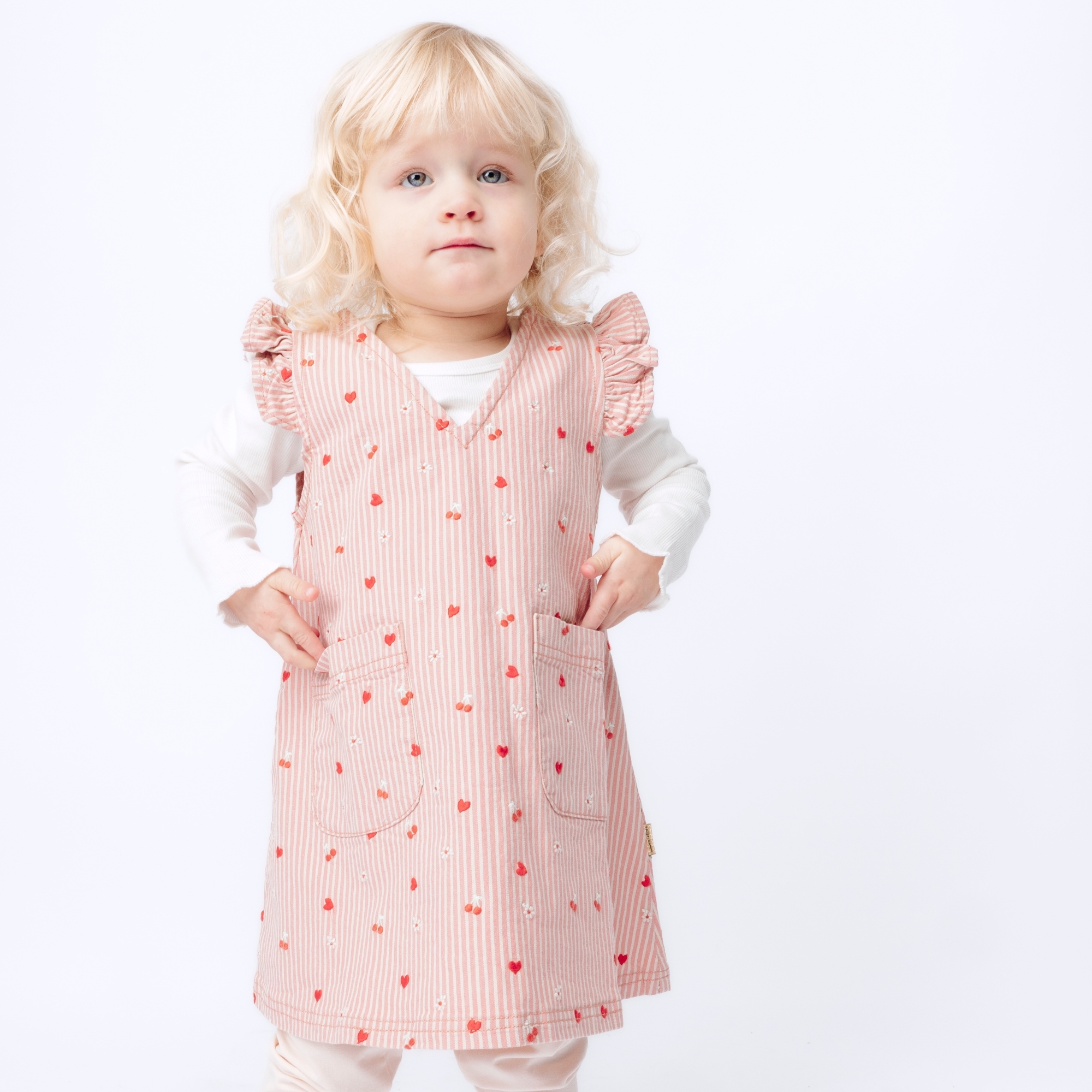 〖 Hust & Claire 〗條紋愛心櫻桃背心裙