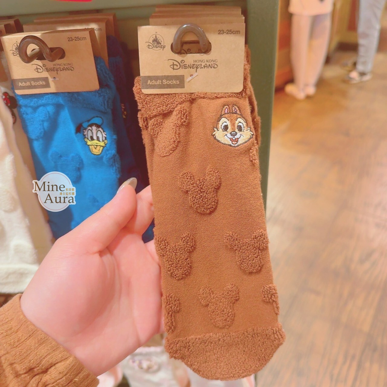 黑鼻 奇奇 Chip 大頭刺繡 米奇頭 圖案 襪子 奇奇蒂蒂 Chip 'n Dale -香港迪士尼樂園