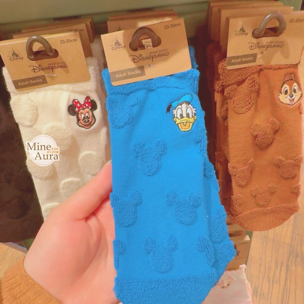 唐老鴨 Donald 大頭刺繡 米奇頭 圖案 襪子 -香港迪士尼樂園