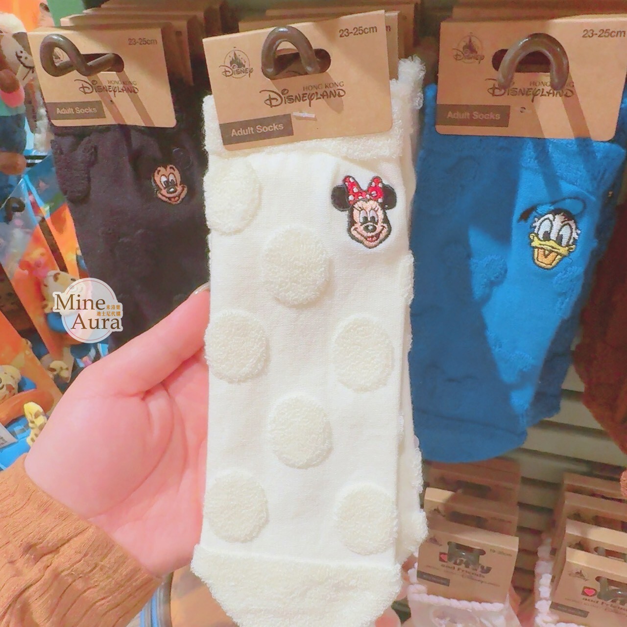 米妮 Minnie 大頭刺繡 米奇頭 圖案 襪子 -香港迪士尼樂園