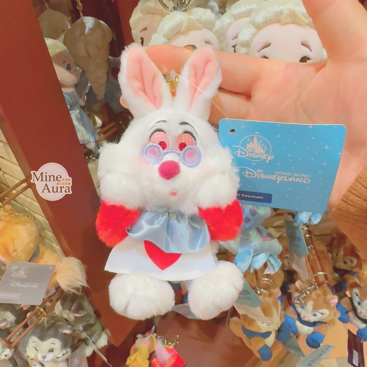 時間兔 白兔 White Rabbit 摸臉頰 造型 絨毛 吊飾 鑰匙圈 愛麗絲夢遊仙境 Alice in Wonderland -香港迪士尼樂園