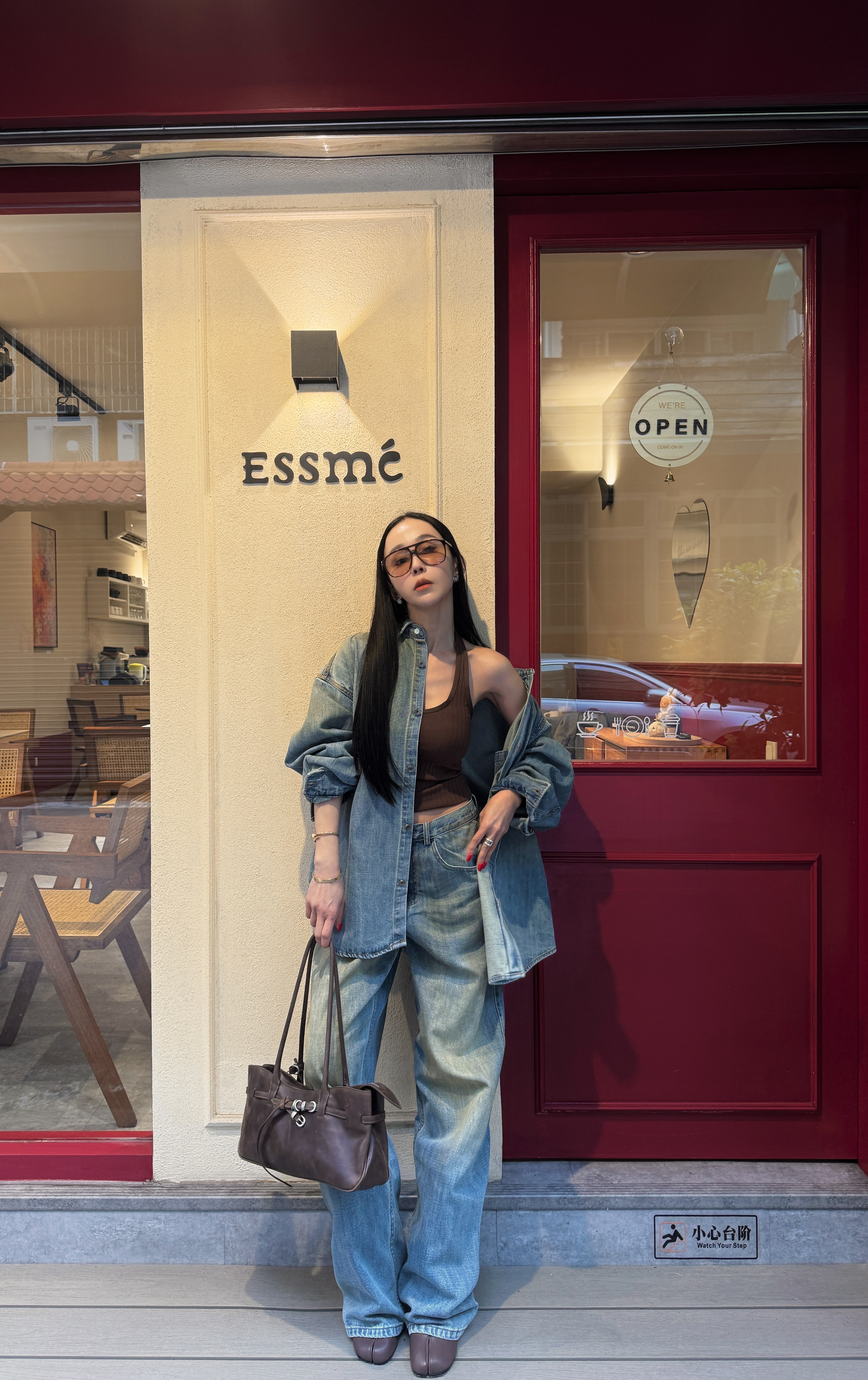 水洗牛仔套褲-單上衣