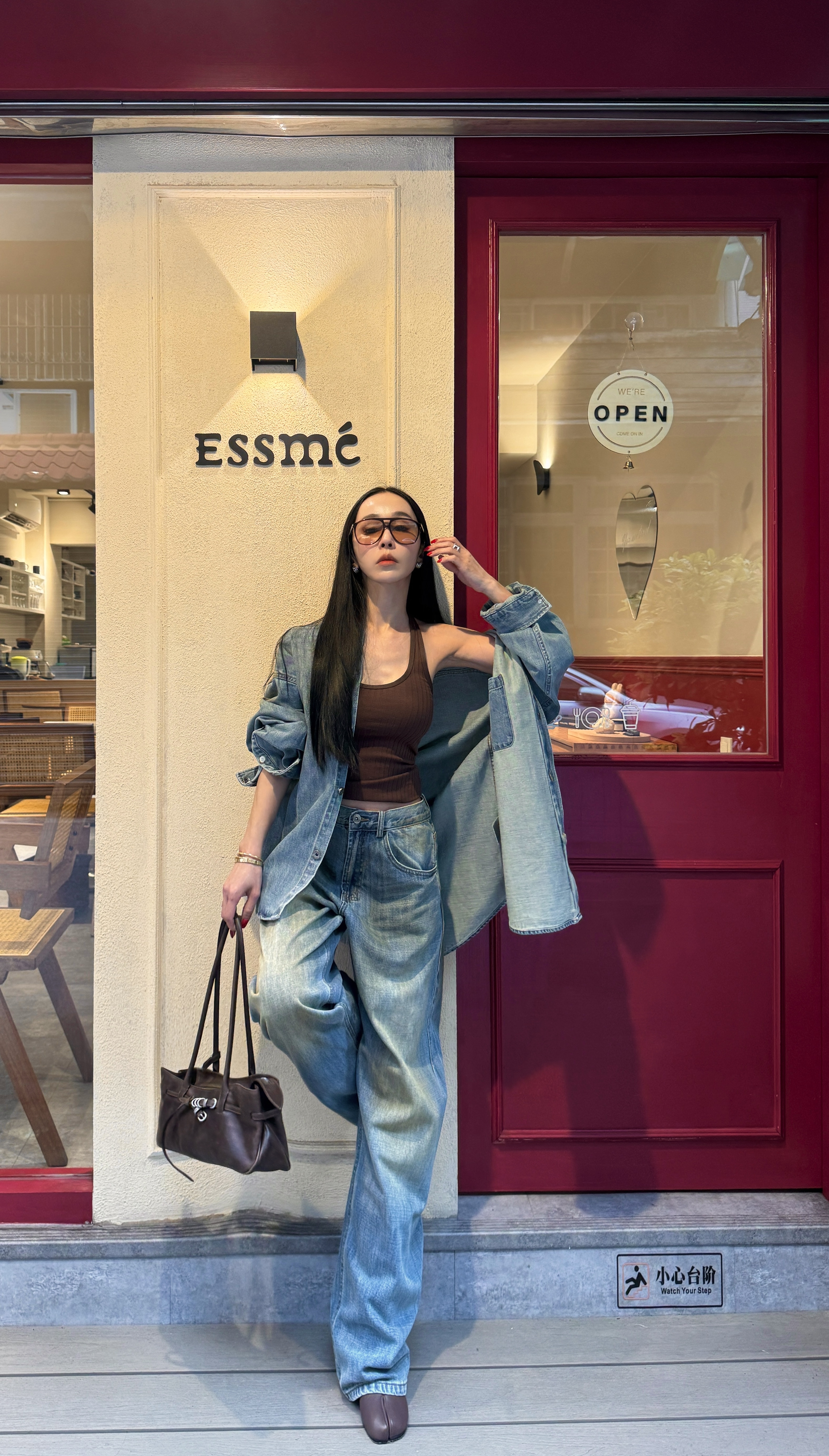 水洗牛仔套褲-單褲