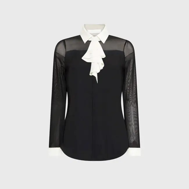 1AF0323-001 [ANNE FONTAINE] Sheryl Shirt Black/White #H14F23700 (EU)