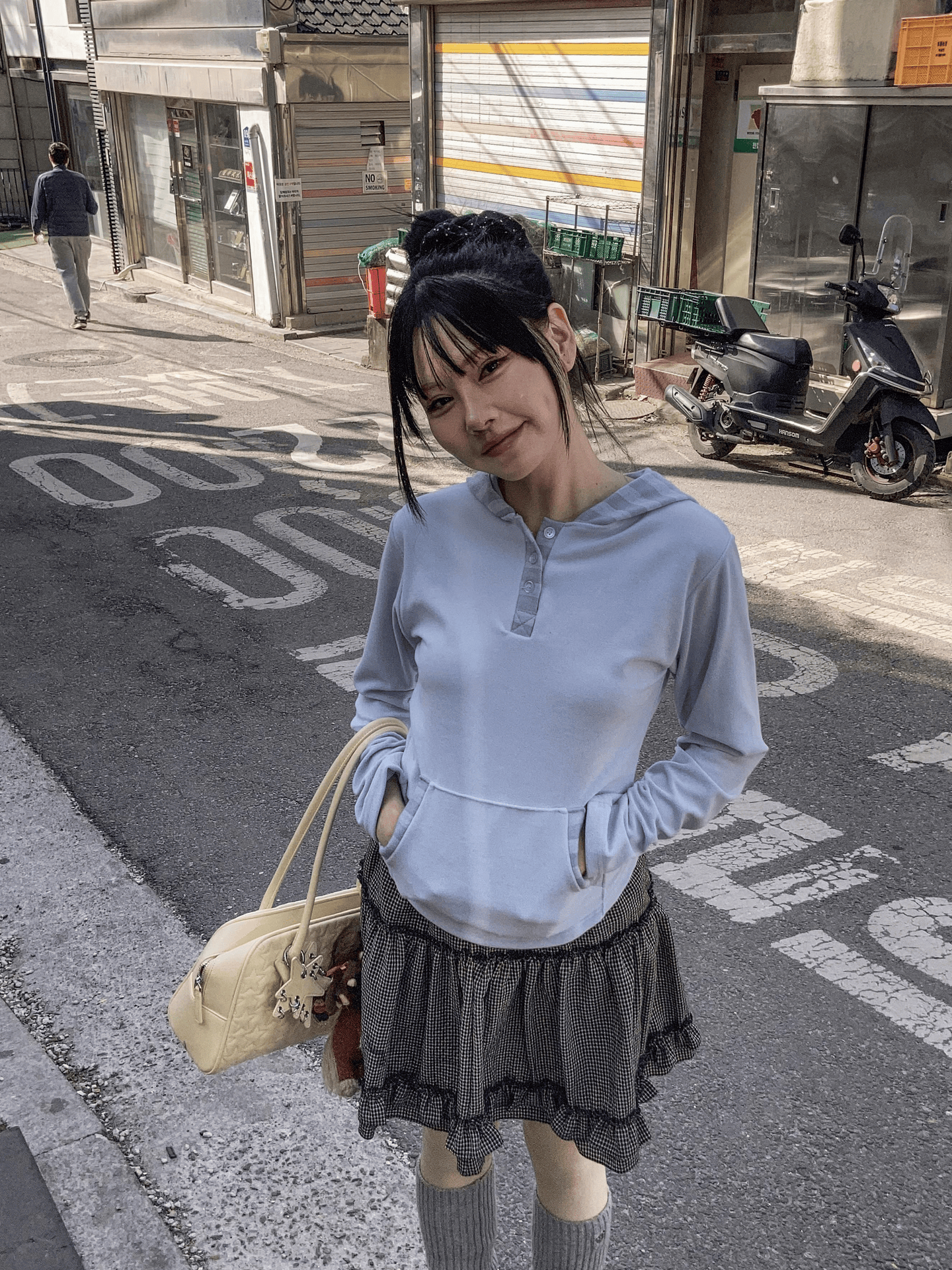 條紋拼布連帽上衣〈🇰🇷DAY 1〉