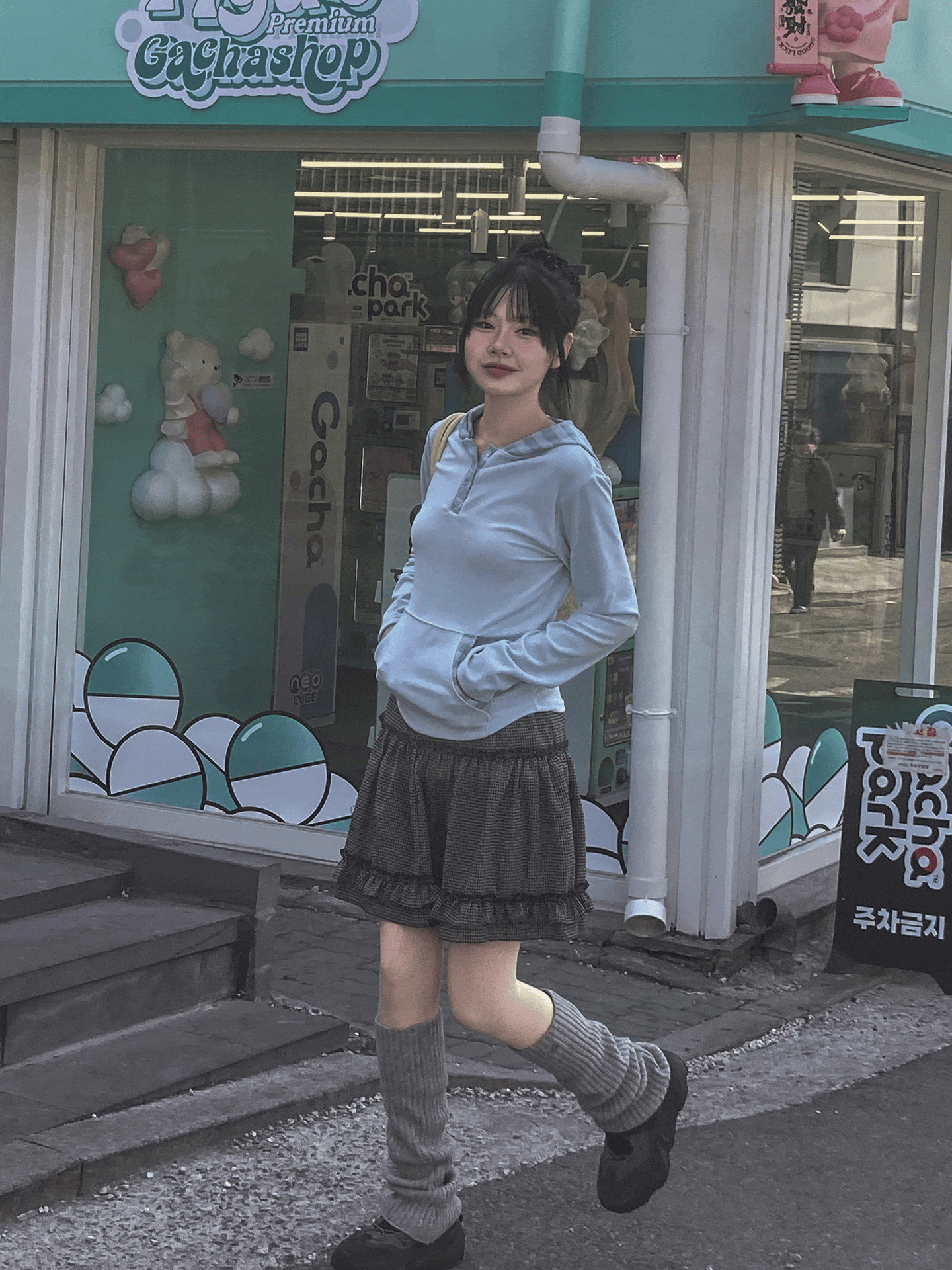 迷你格紋蓬蓬五分長裙〈🇰🇷DAY 1〉