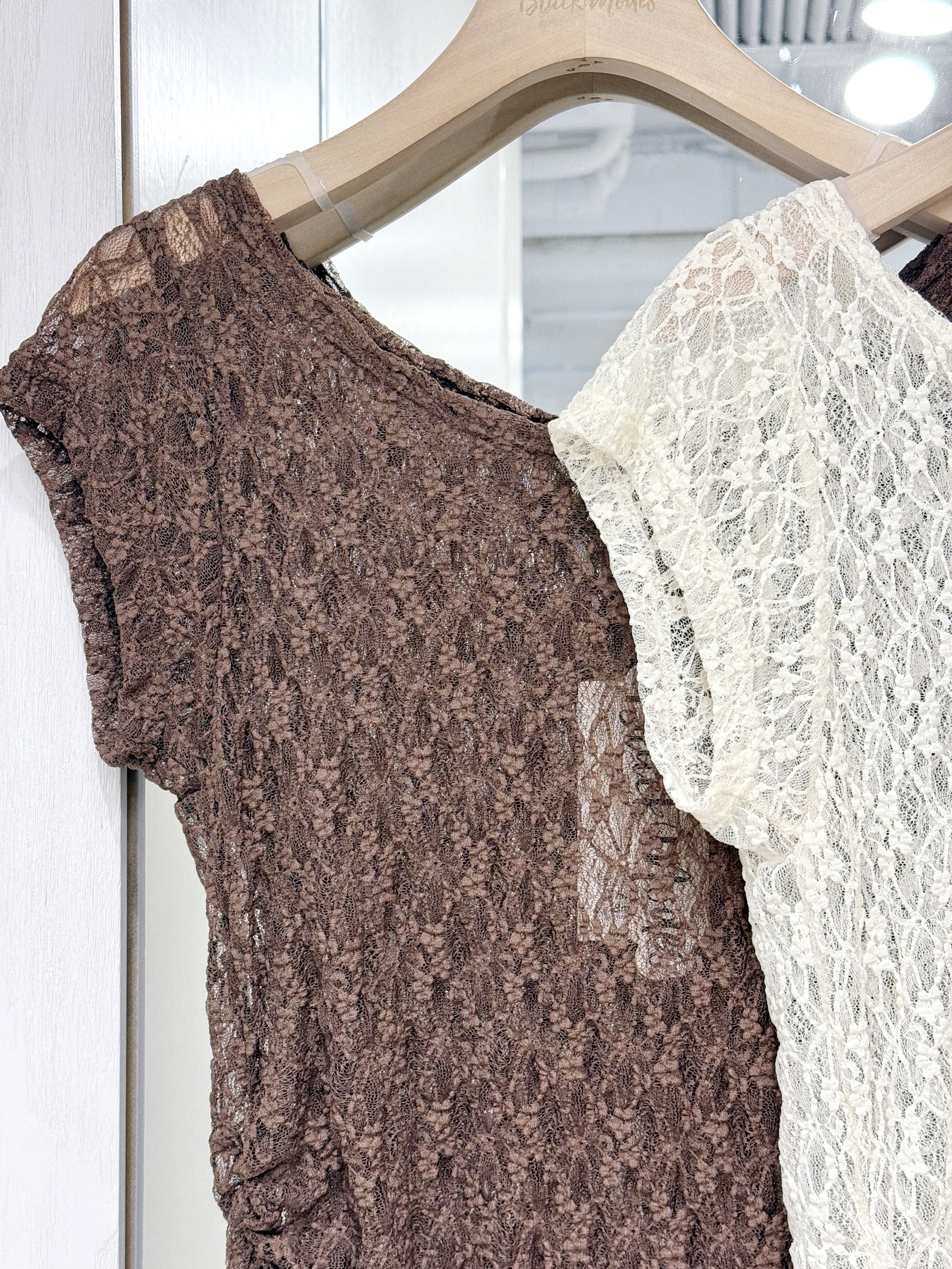 T1295｜精緻感˚◞♡ 全蕾絲束腰透視內外搭上衣