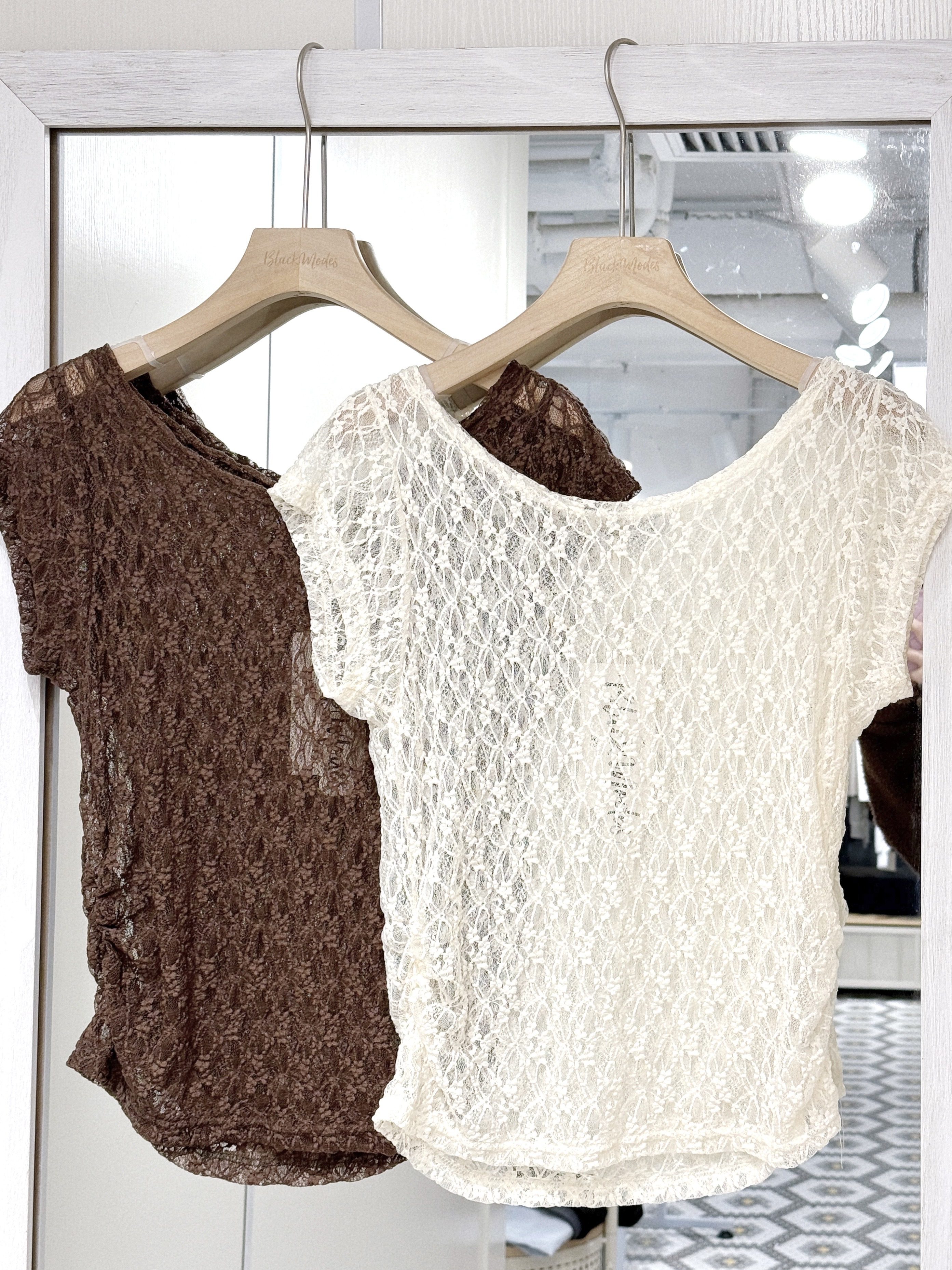 T1295｜精緻感˚◞♡ 全蕾絲束腰透視內外搭上衣