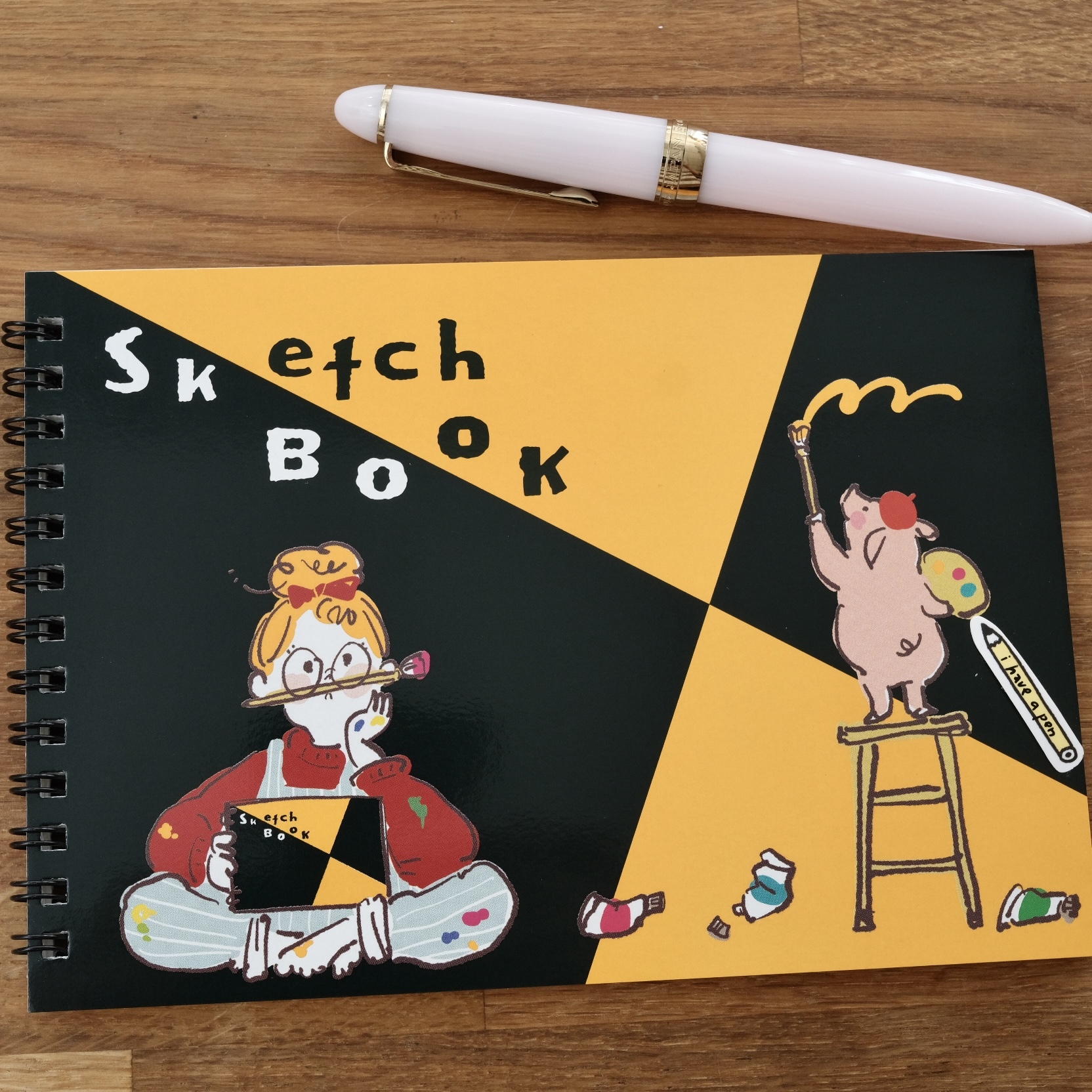 限定 Nori Cori 素描本 24枚畫用紙(白色) 繪圖本 女孩與豬｜MARUMAN 日本