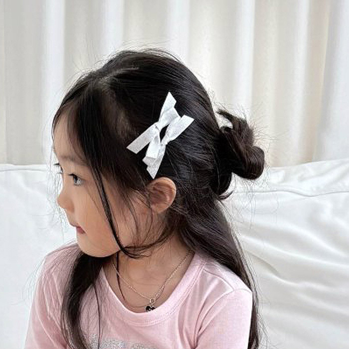 正韓夏BUNNY POWDER 銀色蝴蝶結髮夾