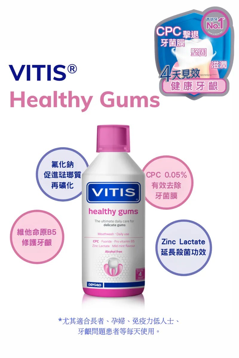 VITIS® CPC 漱口水(牙齦修護) 500ml - 有效預防牙肉萎縮和牙周問題
